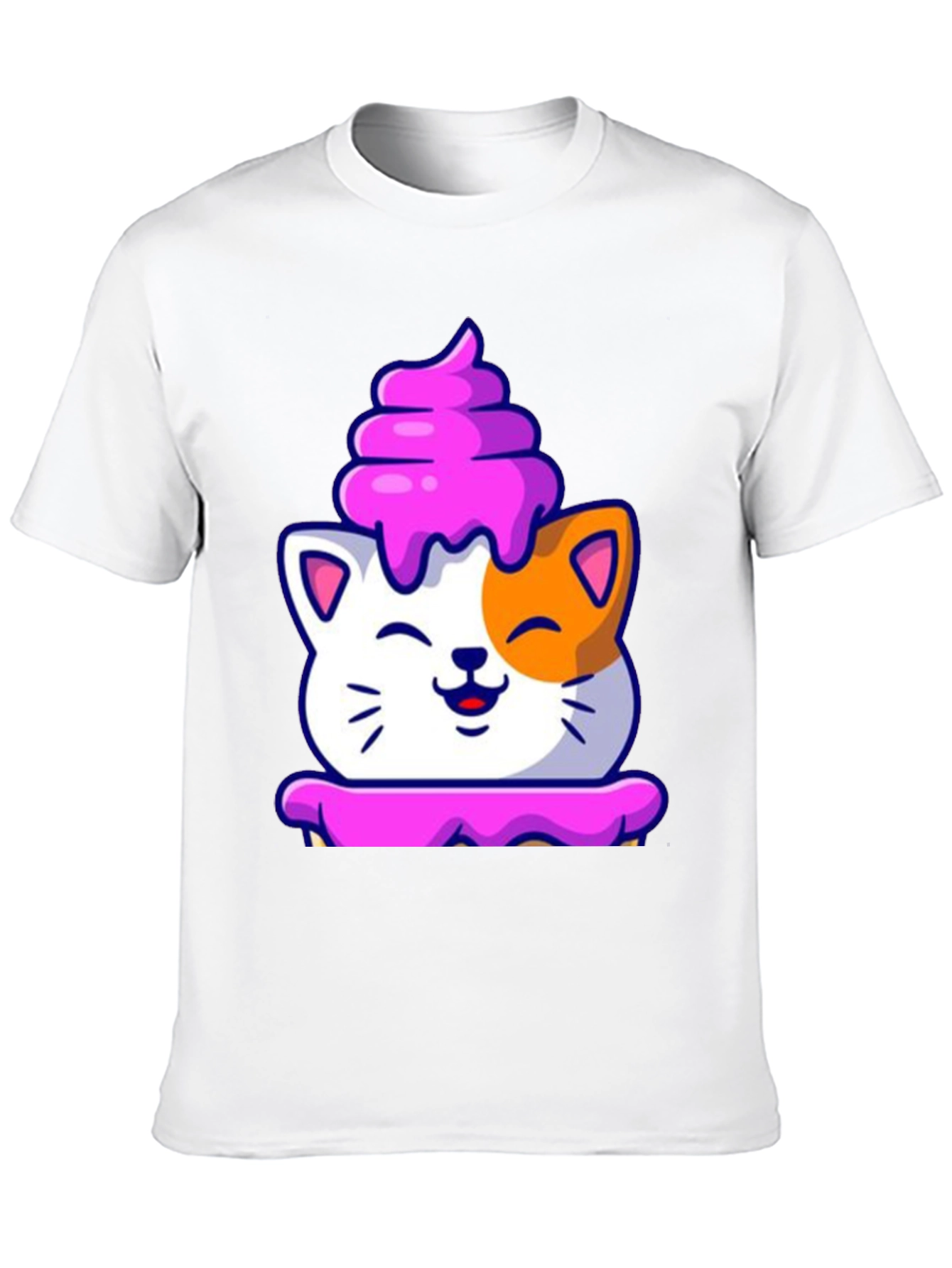 Cute Cat Cupcake Graphic Tee - Black