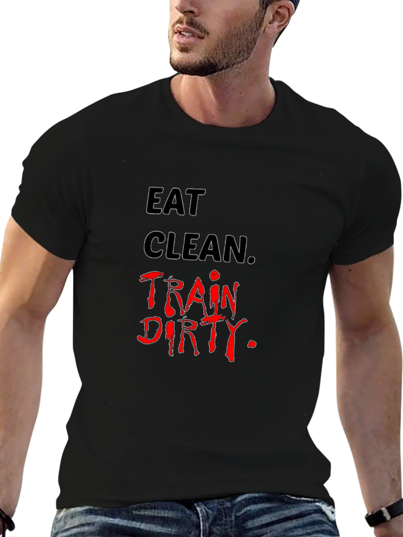 Eat Clean Train Dirty Black Graphic Tee
