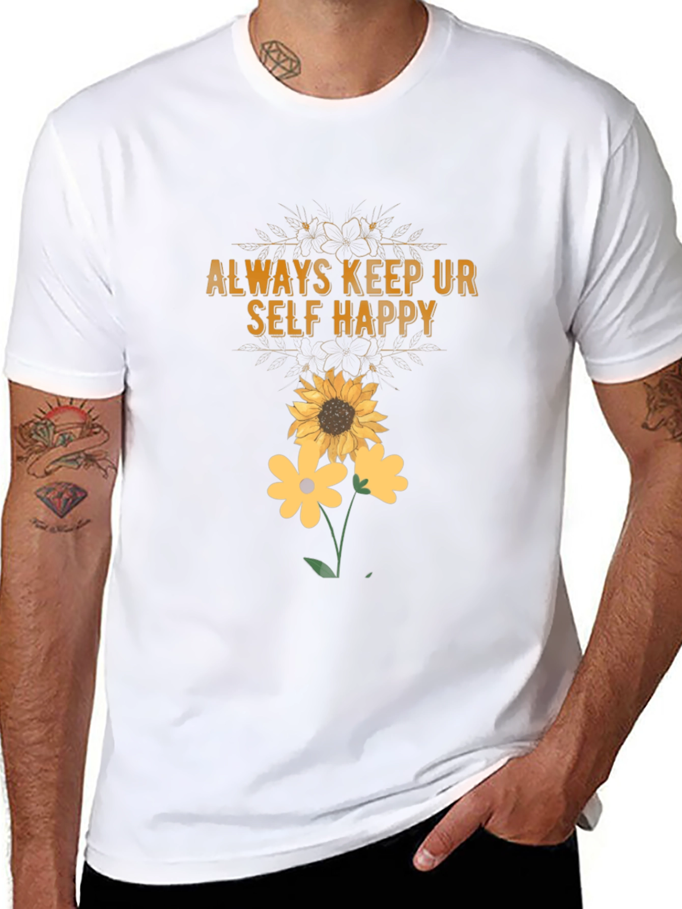 Always Keep Ur Self Happy T-Shirt Sunflower Graphic Tee