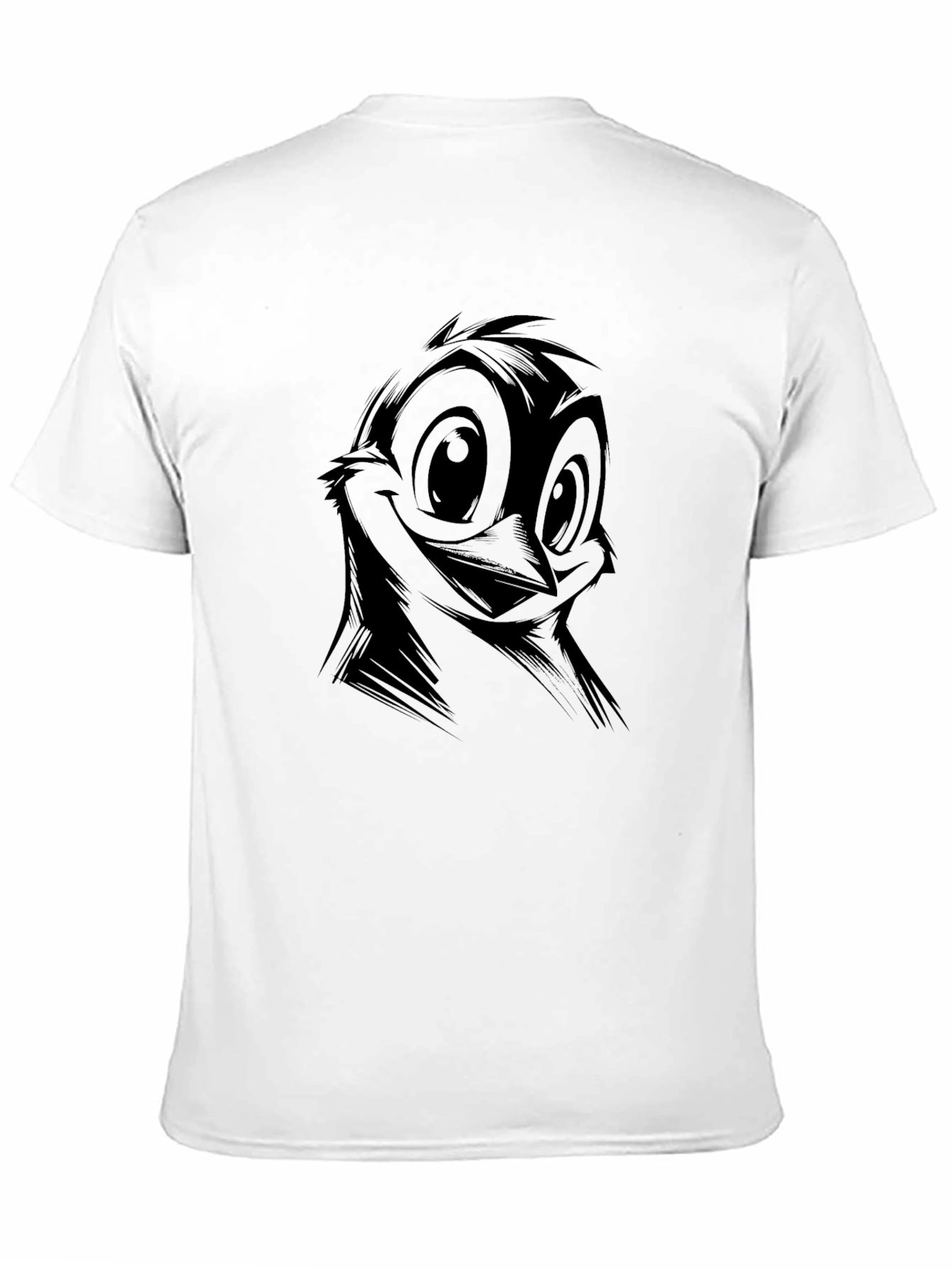 Cartoon Bird Graphic Print Black T-Shirt