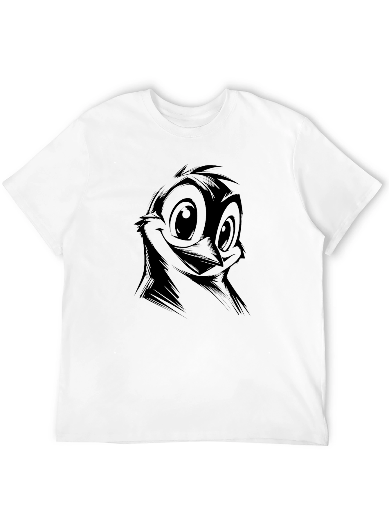 Cartoon Bird Graphic Print Black T-Shirt