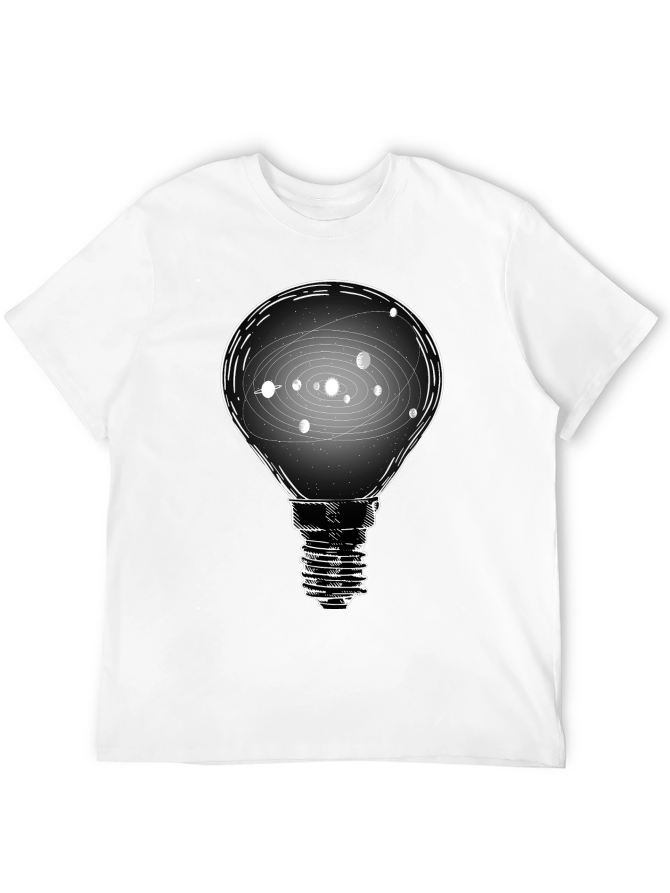 Solar System Light Bulb T-Shirt - Cosmic Idea Tee