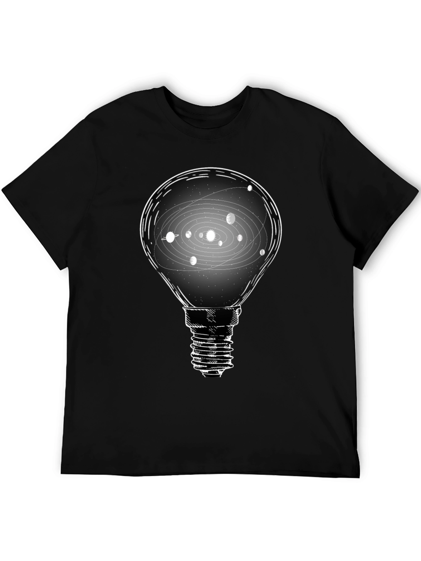 Solar System Light Bulb T-Shirt - Cosmic Idea Tee