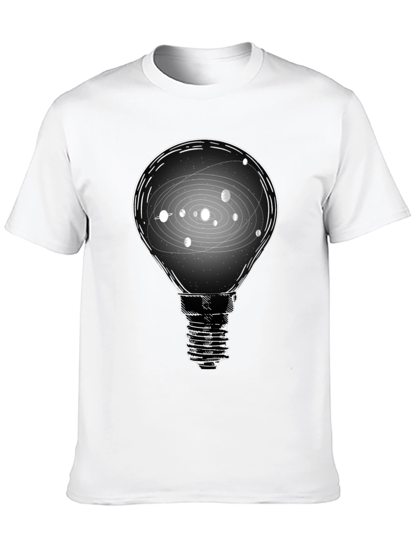 Solar System Light Bulb T-Shirt - Cosmic Idea Tee
