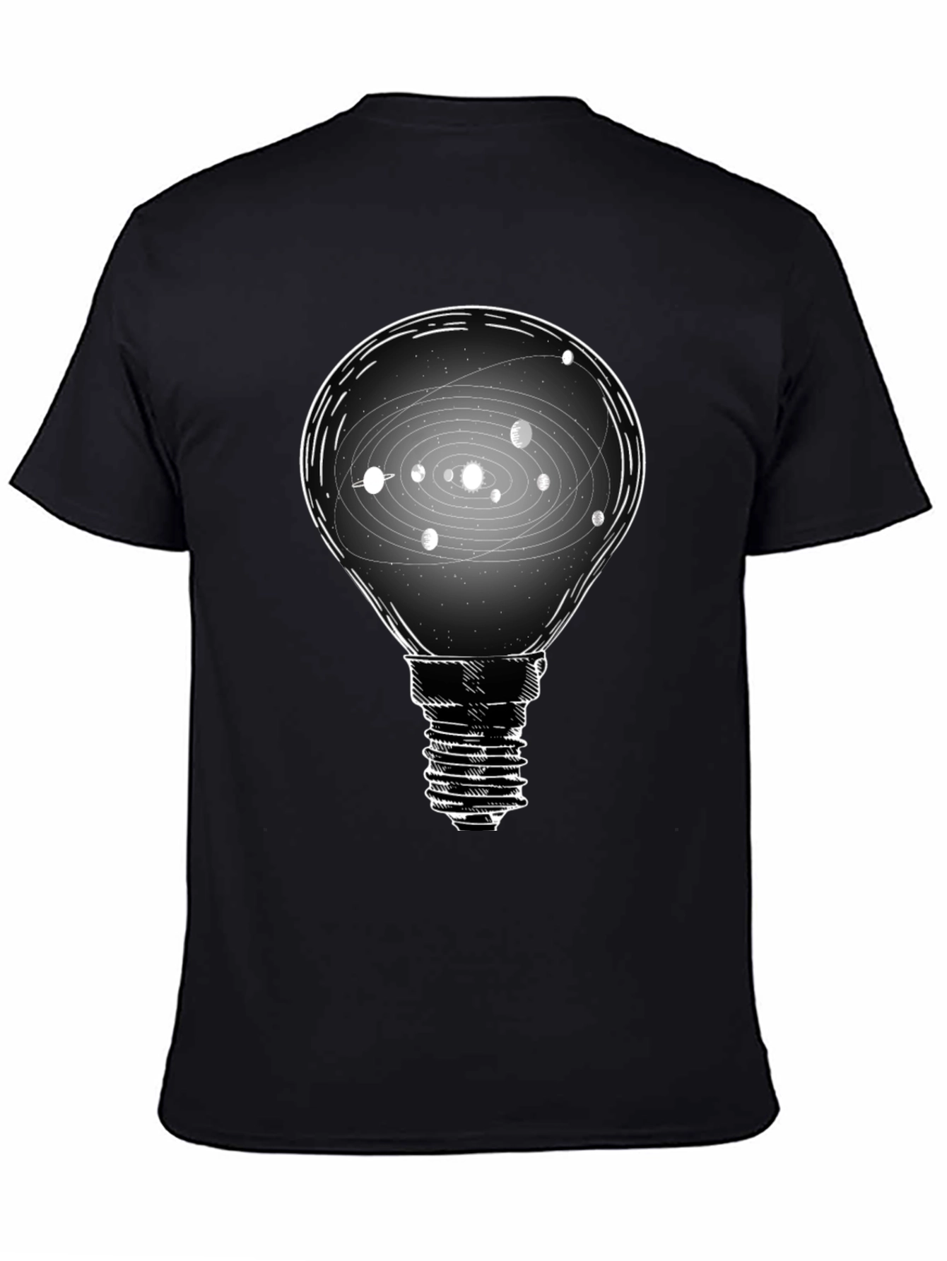 Solar System Light Bulb T-Shirt - Cosmic Idea Tee