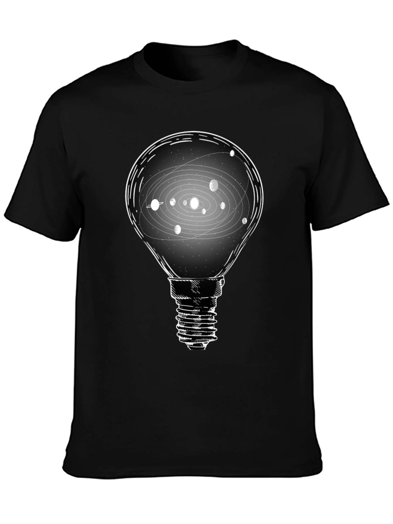 Solar System Light Bulb T-Shirt - Cosmic Idea Tee