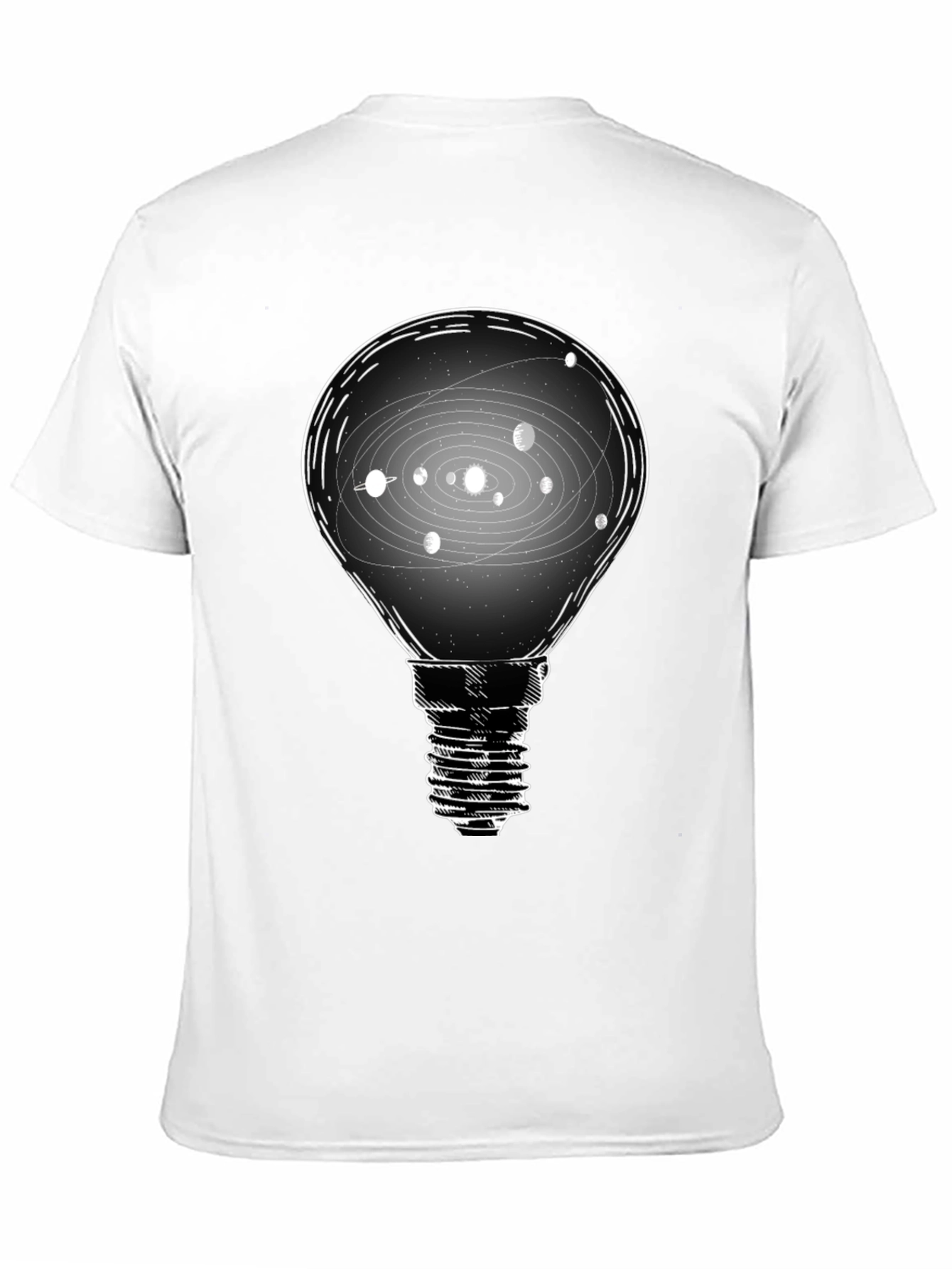 Solar System Light Bulb T-Shirt - Cosmic Idea Tee