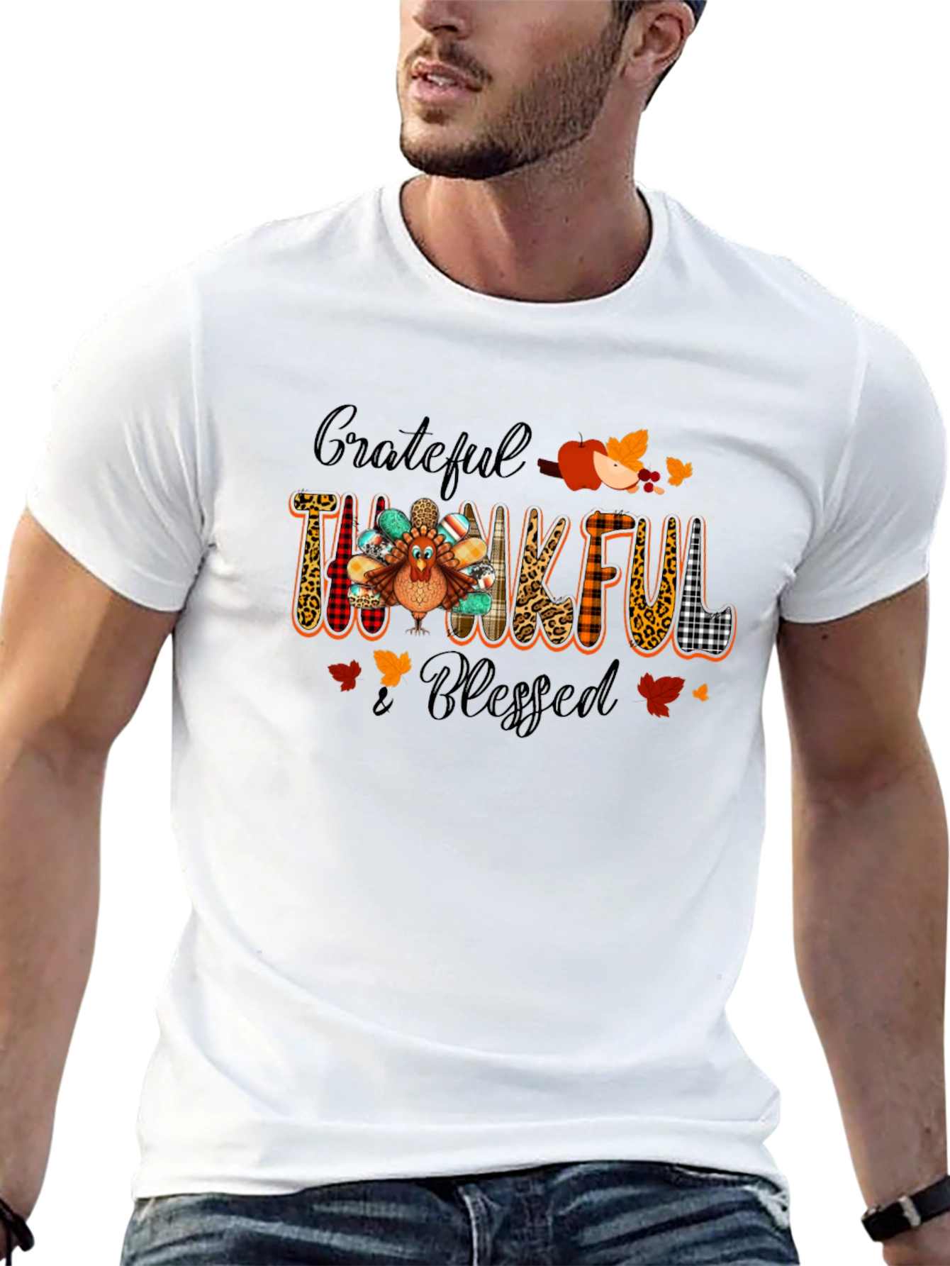 Grateful Thankful Blessed Thanksgiving Tee