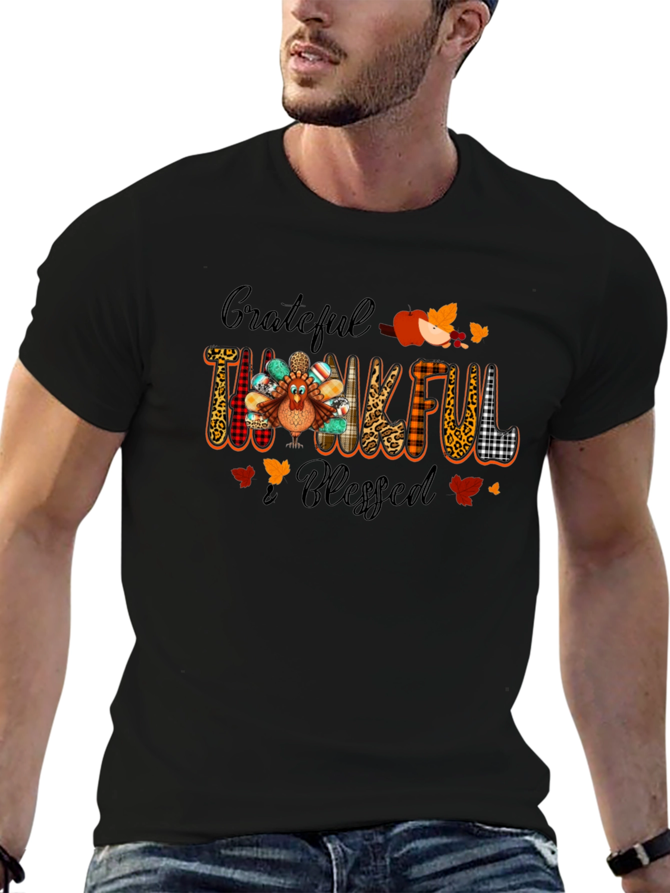 Grateful Thankful Blessed Thanksgiving Tee