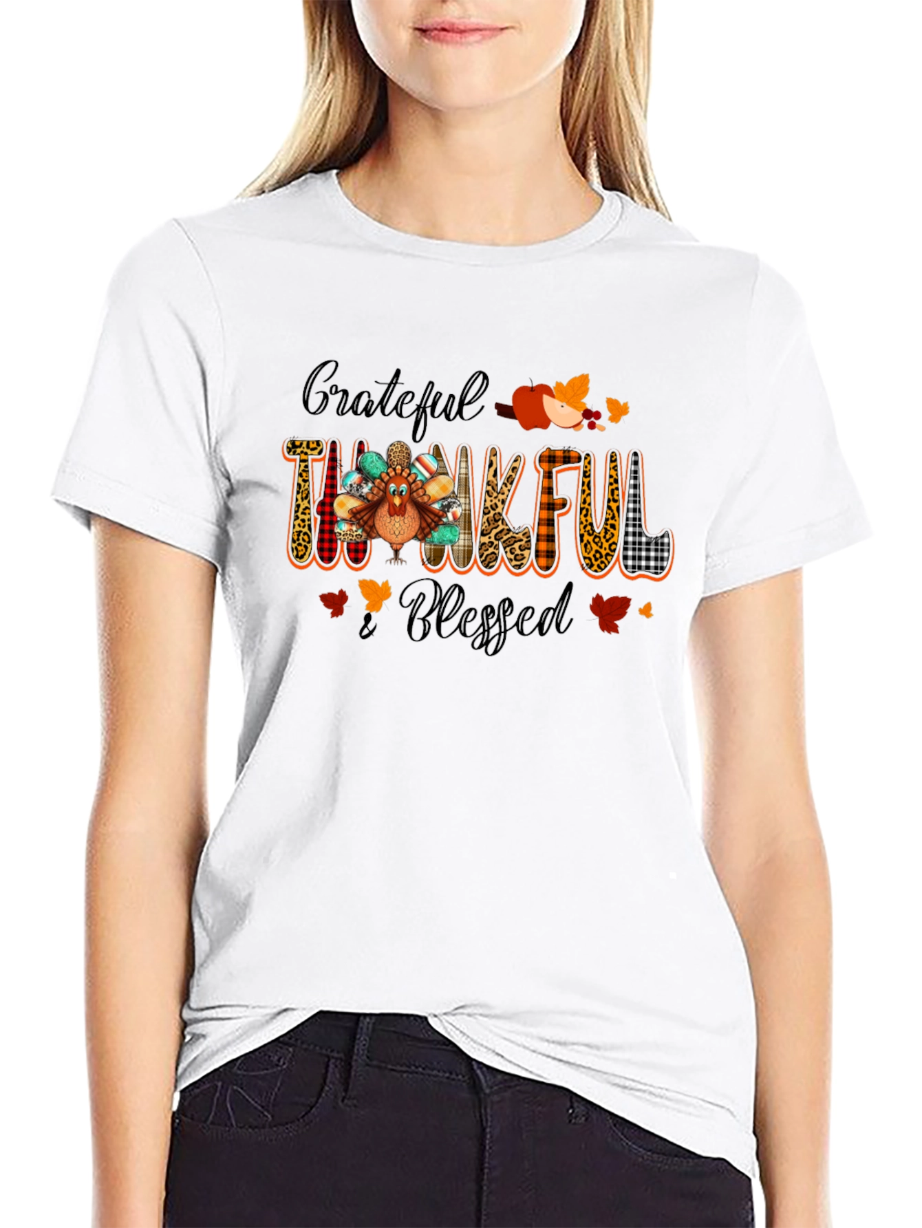 Grateful Thankful Blessed Thanksgiving Tee