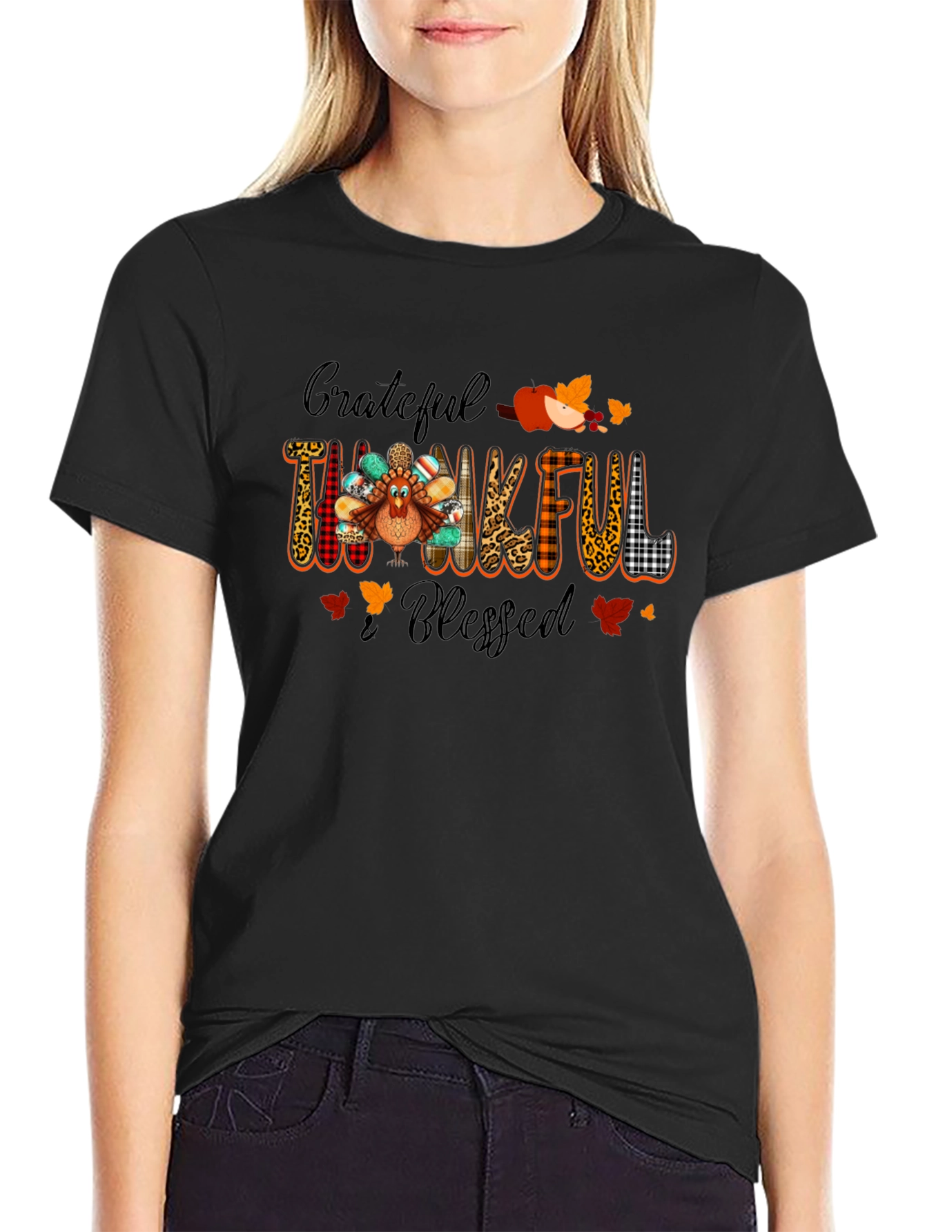 Grateful Thankful Blessed Thanksgiving Tee