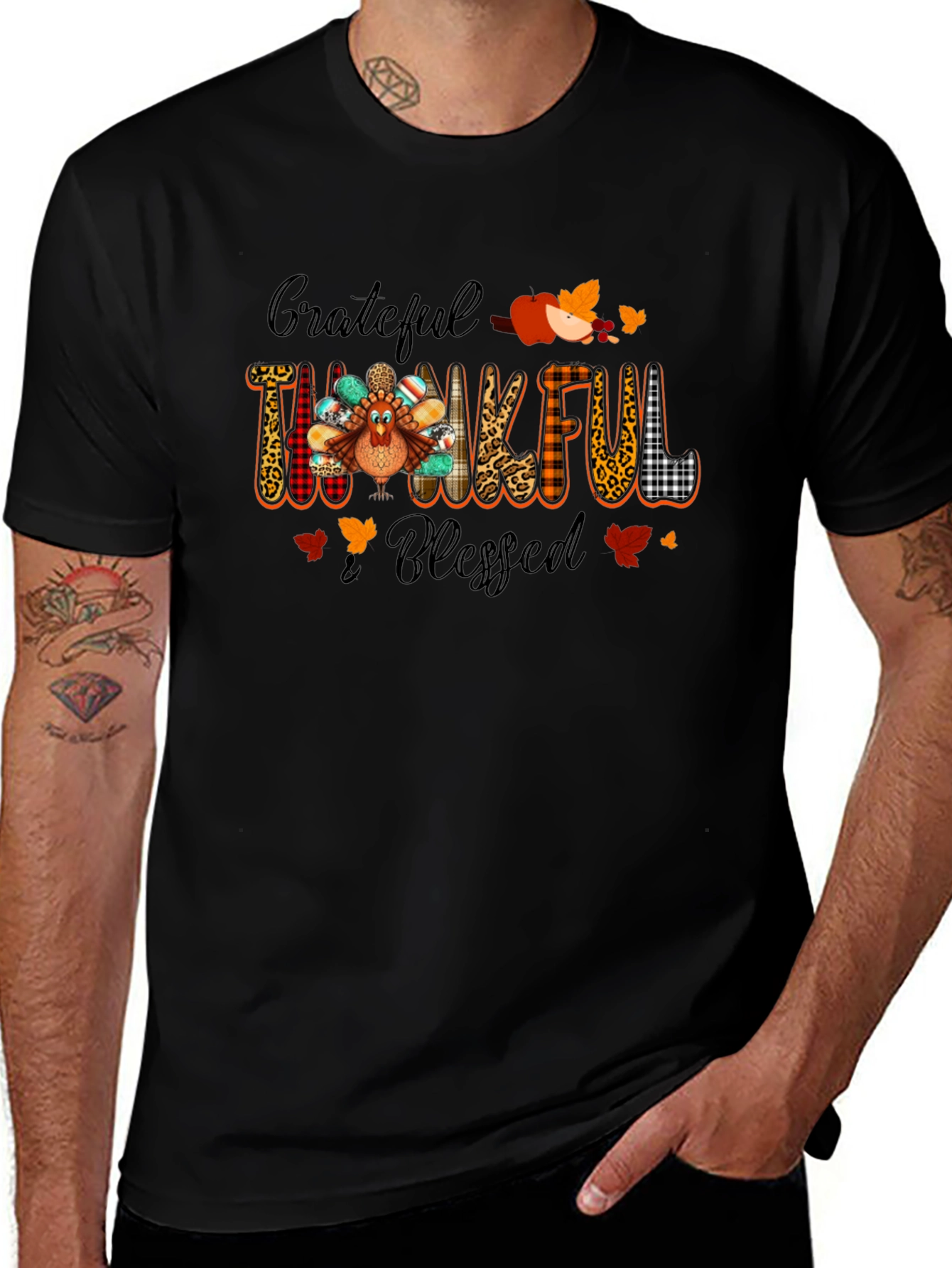 Grateful Thankful Blessed Thanksgiving Tee