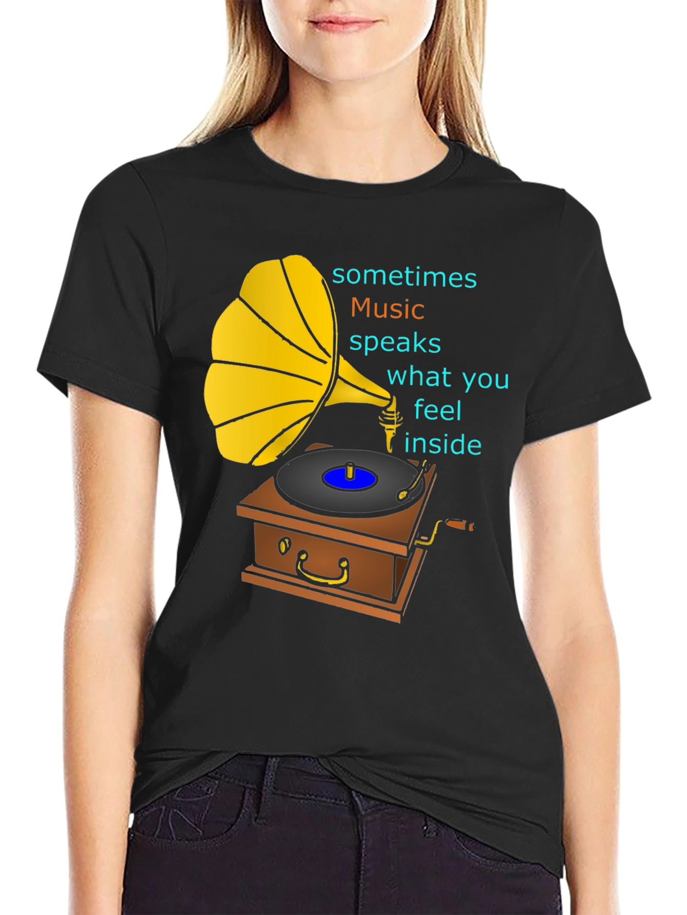 Retro Music T-Shirt - Gramophone Graphic Tee