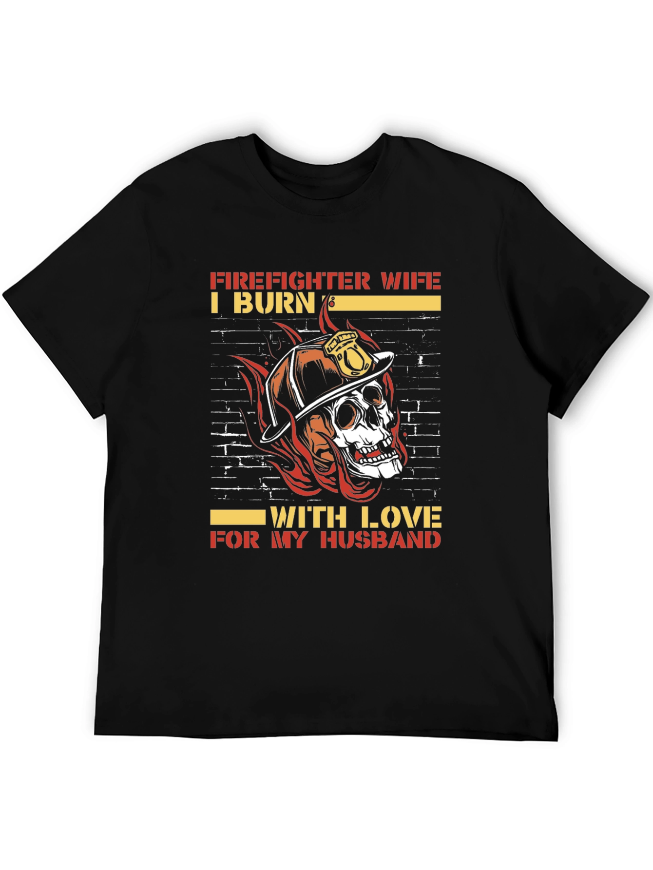 Firefighter Wife Skull Graphic Tee - Husband Love