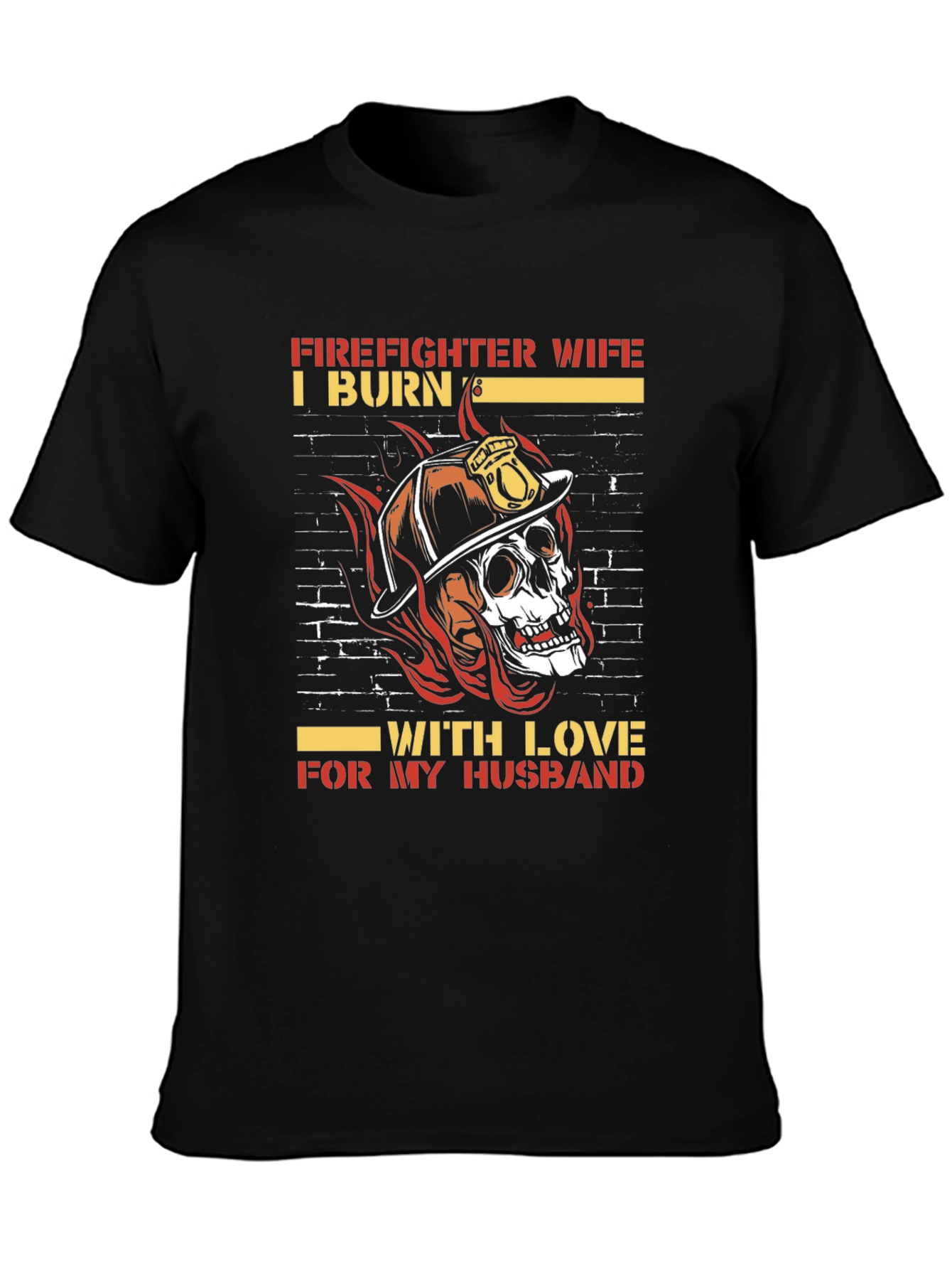 Firefighter Wife Skull Graphic Tee - Husband Love