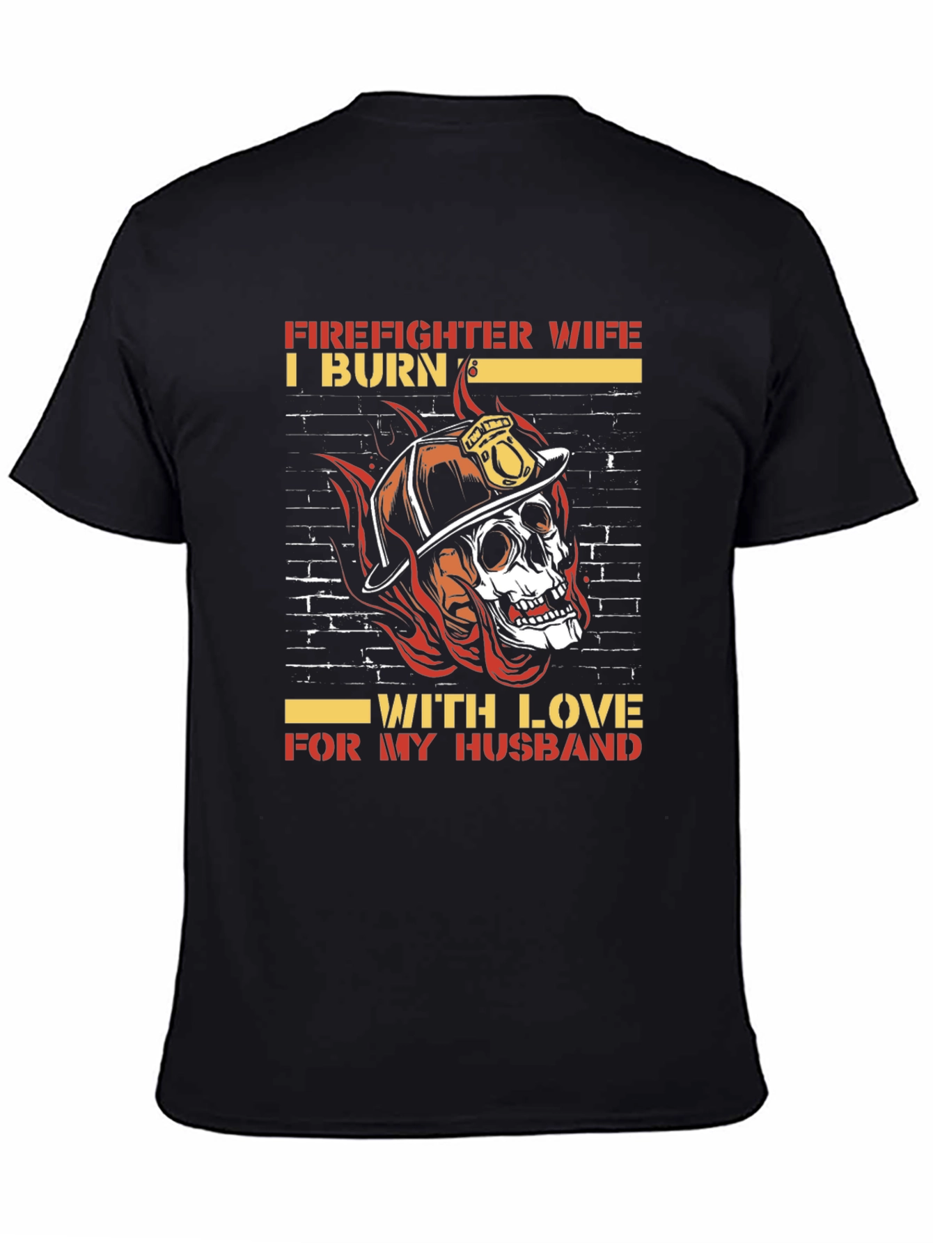 Firefighter Wife Skull Graphic Tee - Husband Love