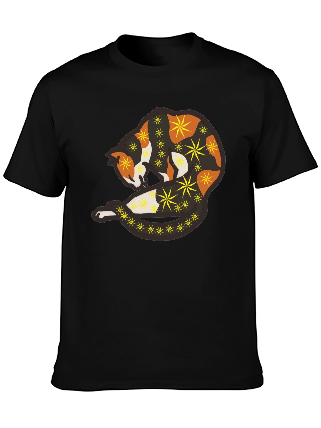 Abstract Cat Starry Graphic Tee - Black Unisex Shirt