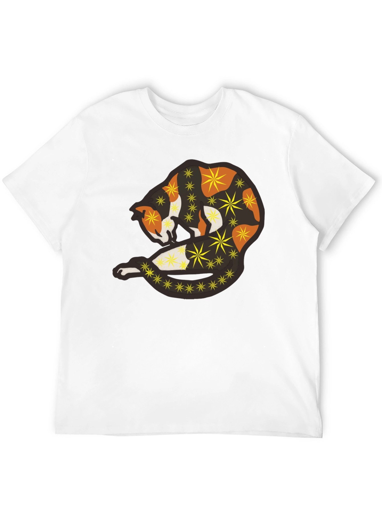 Abstract Cat Starry Graphic Tee - Black Unisex Shirt