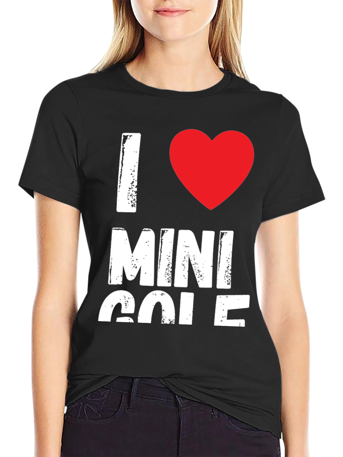 I Love Mini Golf Black Graphic T-Shirt