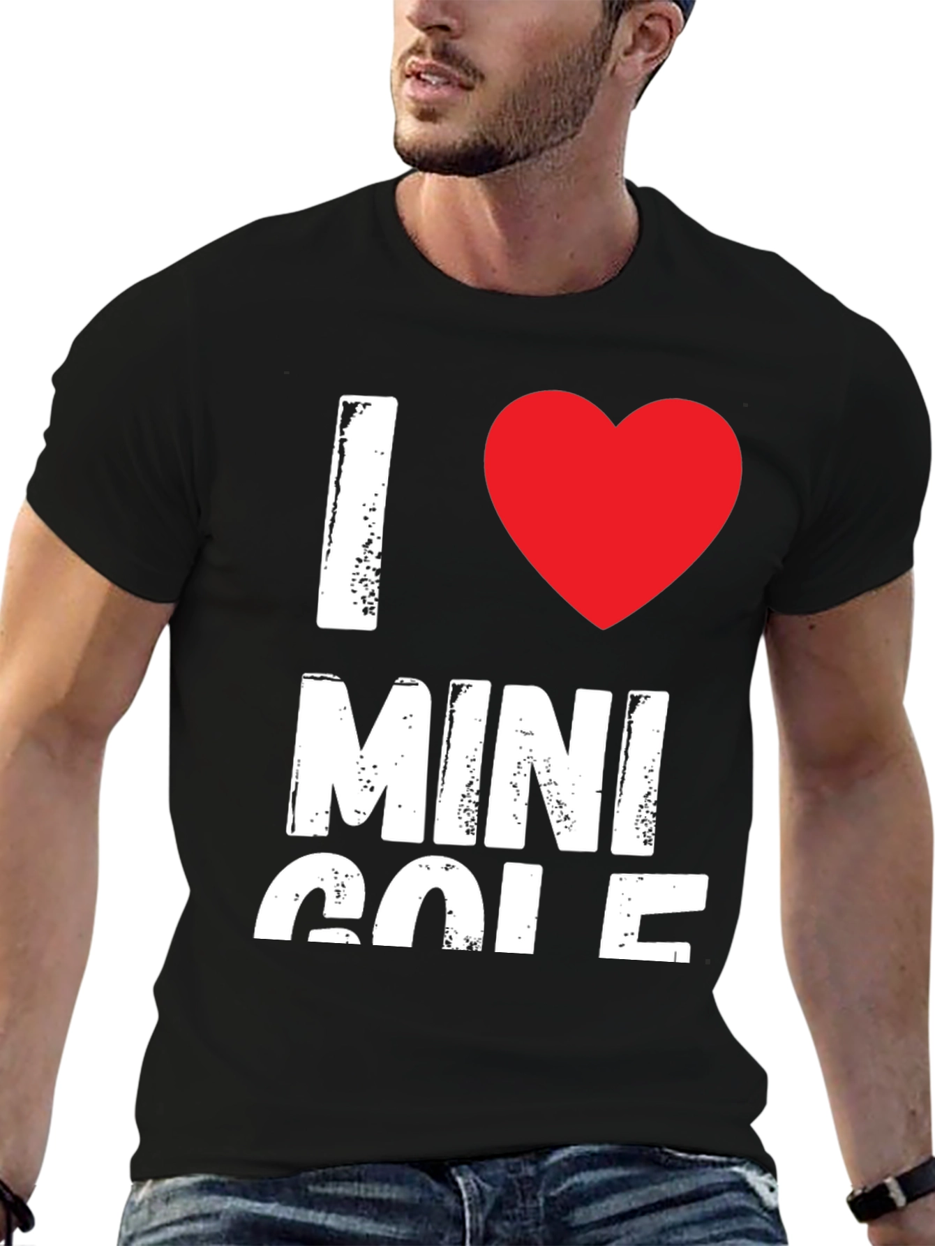I Love Mini Golf Black Graphic T-Shirt