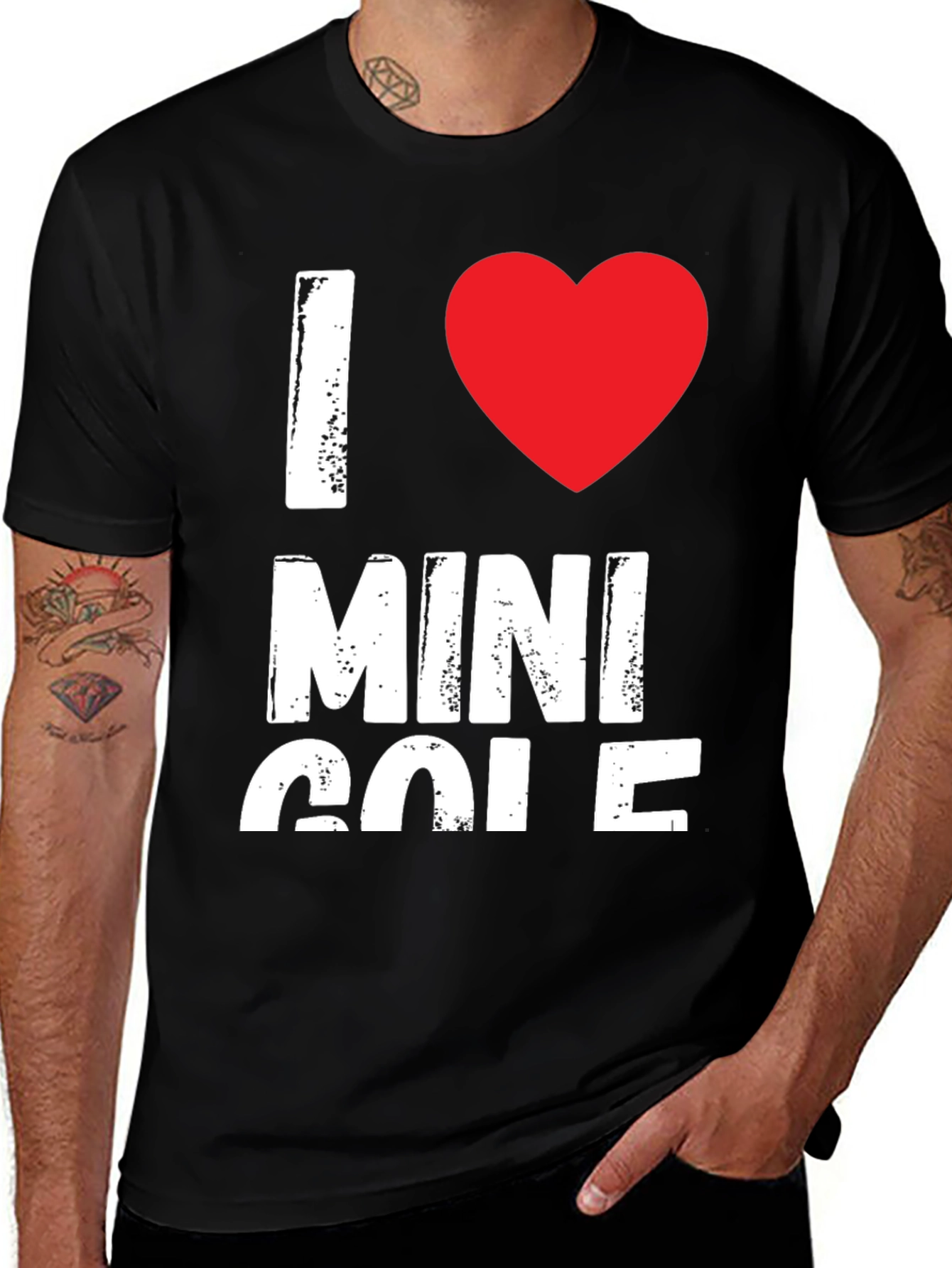 I Love Mini Golf Black Graphic T-Shirt