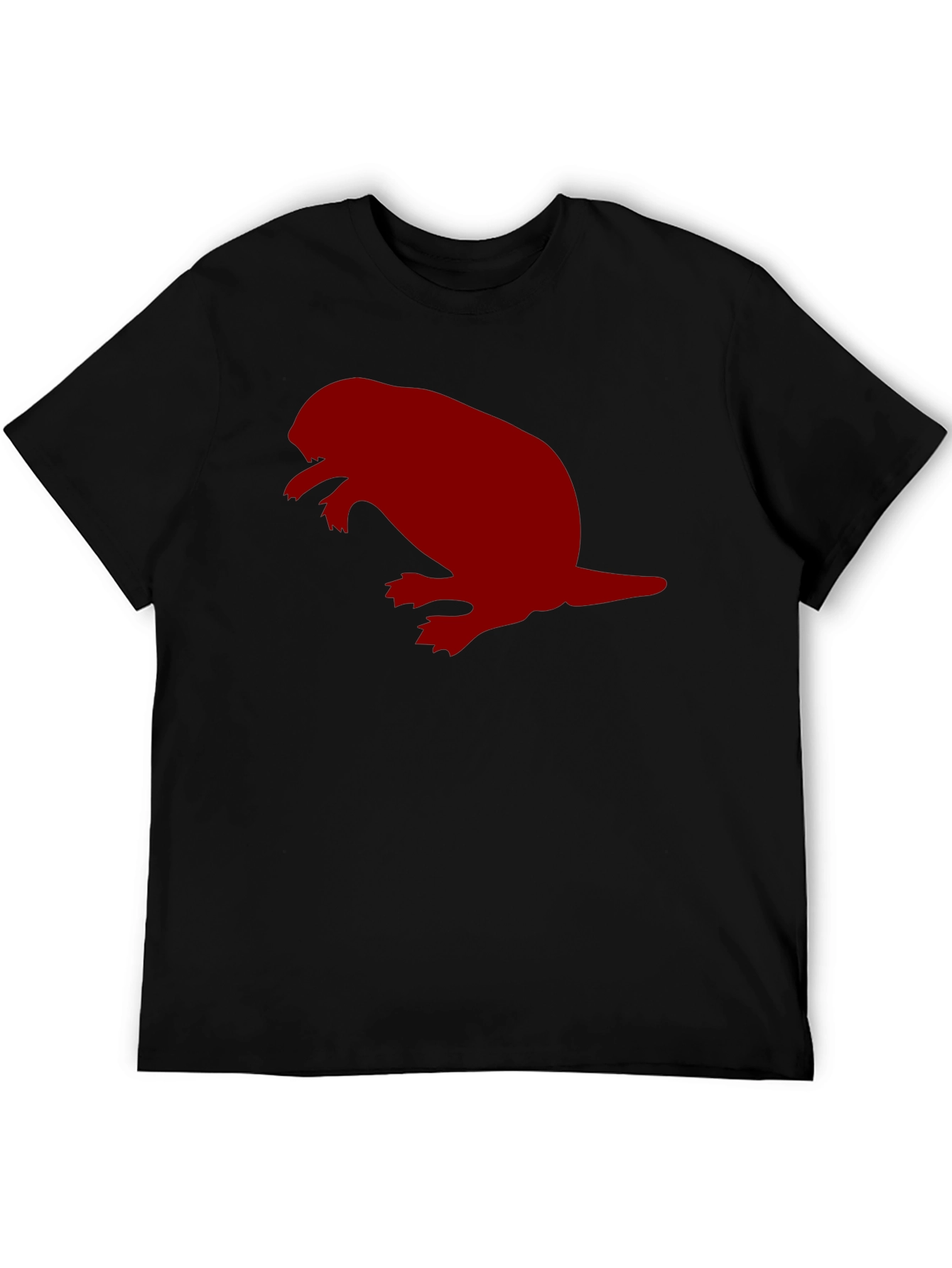 Black T-Shirt with Red Beaver Silhouette