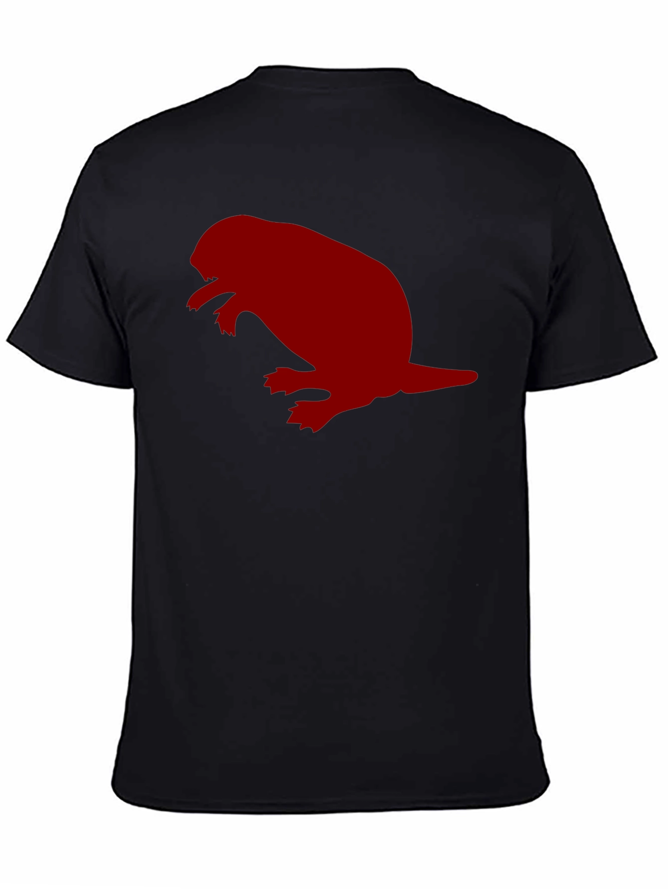 Black T-Shirt with Red Beaver Silhouette