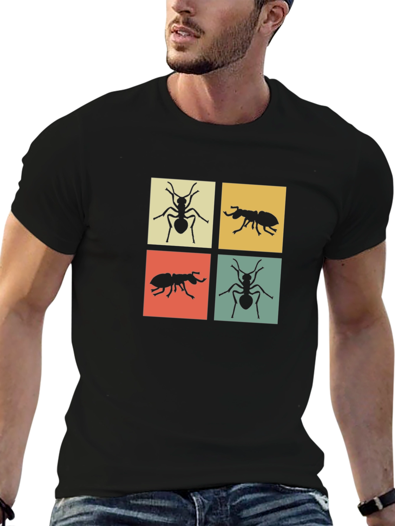 Ant Motif Graphic Tee - Modern Style