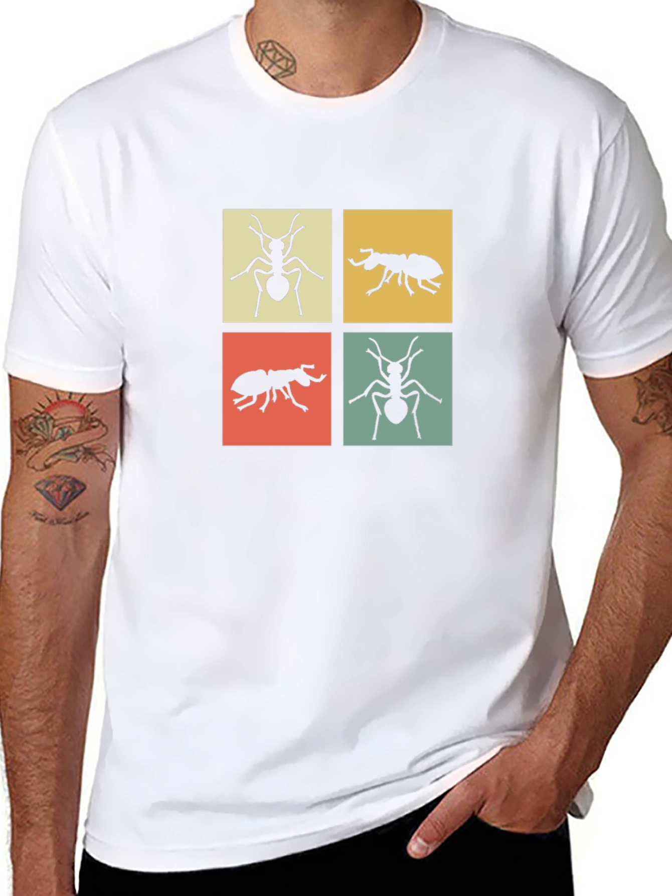 Ant Motif Graphic Tee - Modern Style