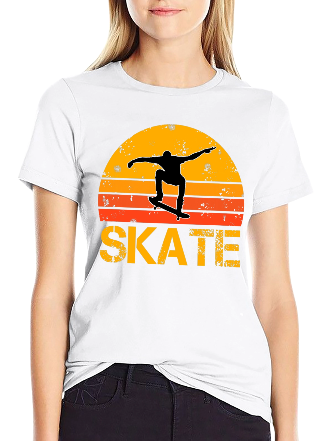 Retro Skate T-Shirt - Sunset Skater Design