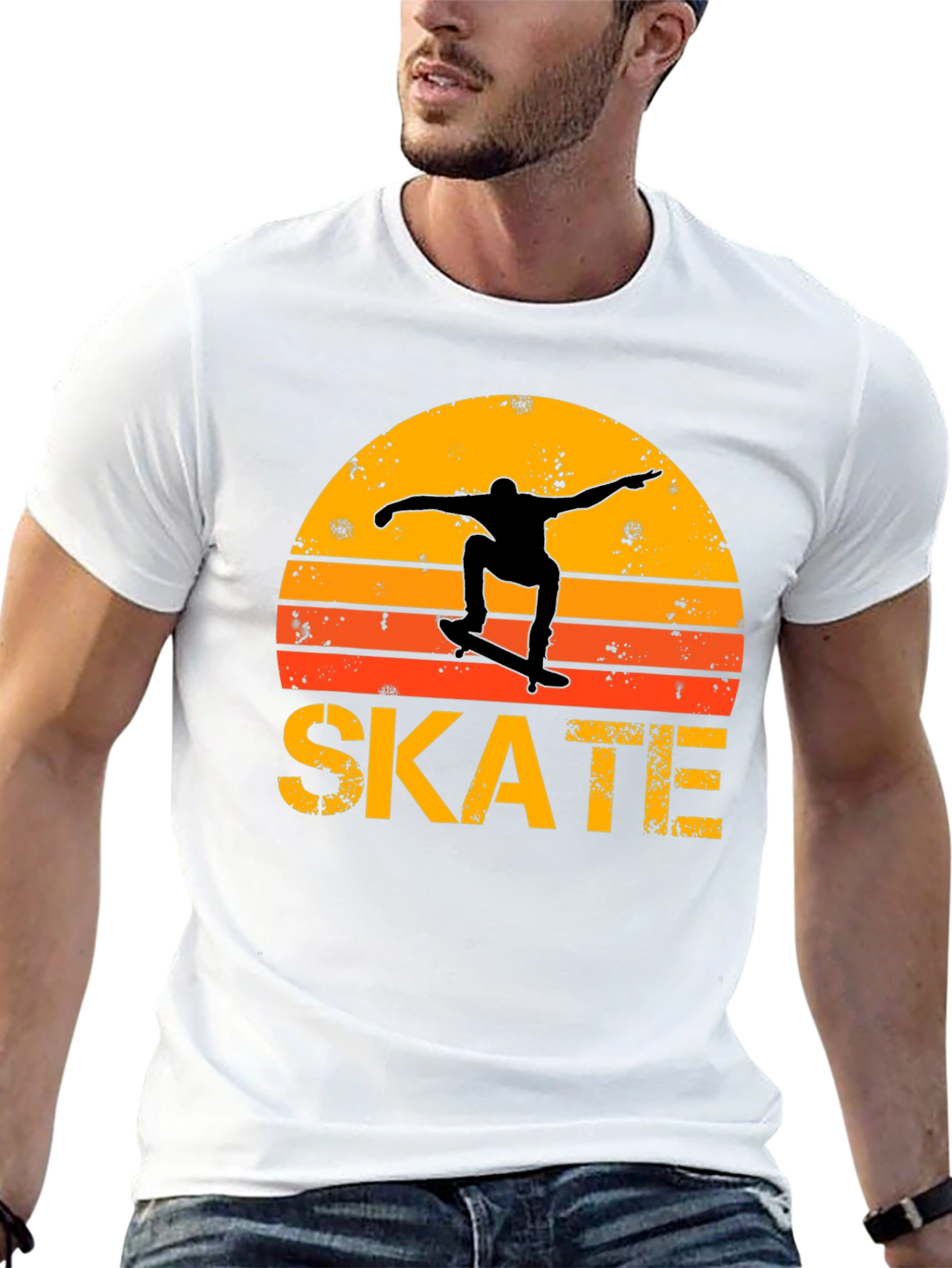 Retro Skate T-Shirt - Sunset Skater Design
