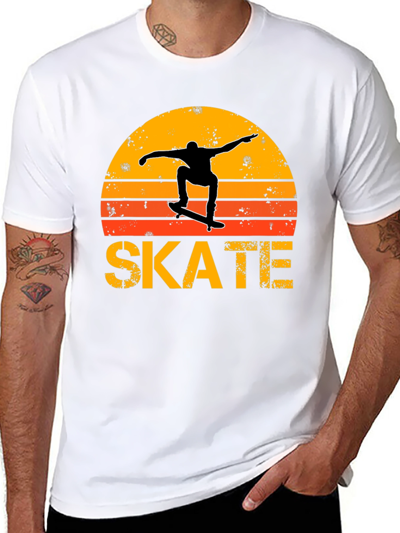 Retro Skate T-Shirt - Sunset Skater Design