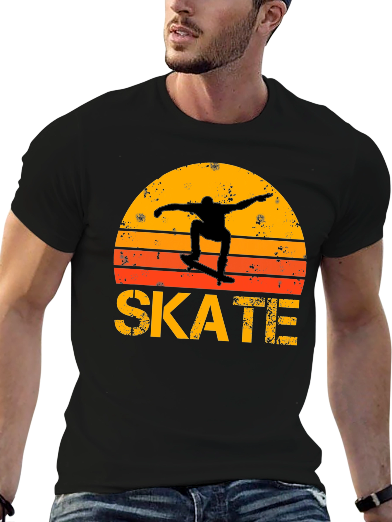 Retro Skate T-Shirt - Sunset Skater Design