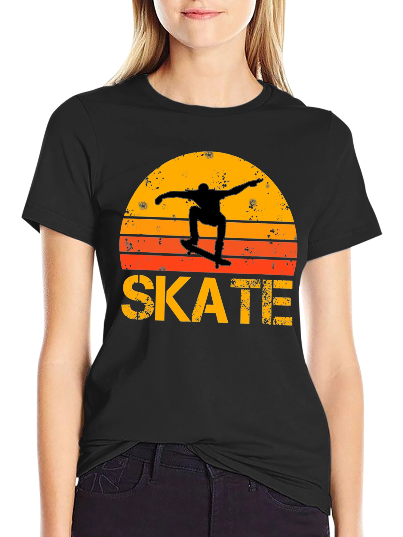 Retro Skate T-Shirt - Sunset Skater Design