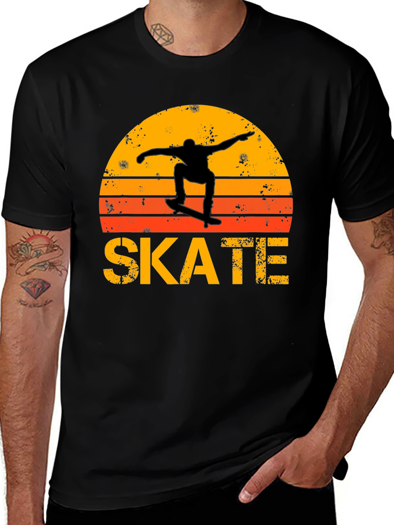Retro Skate T-Shirt - Sunset Skater Design