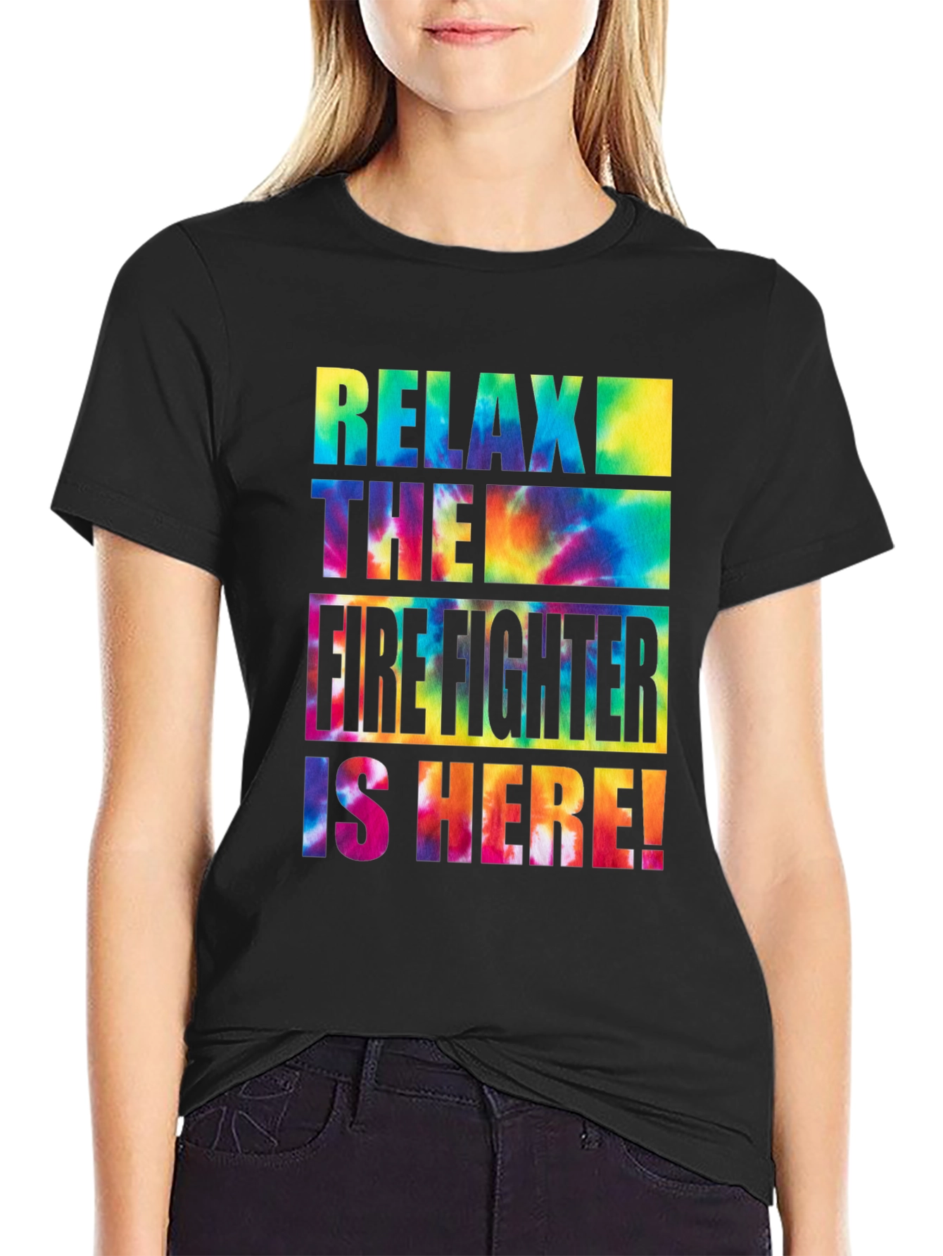 Relax The Firefighter Is Here Tie-Dye Graphic T-Shirt