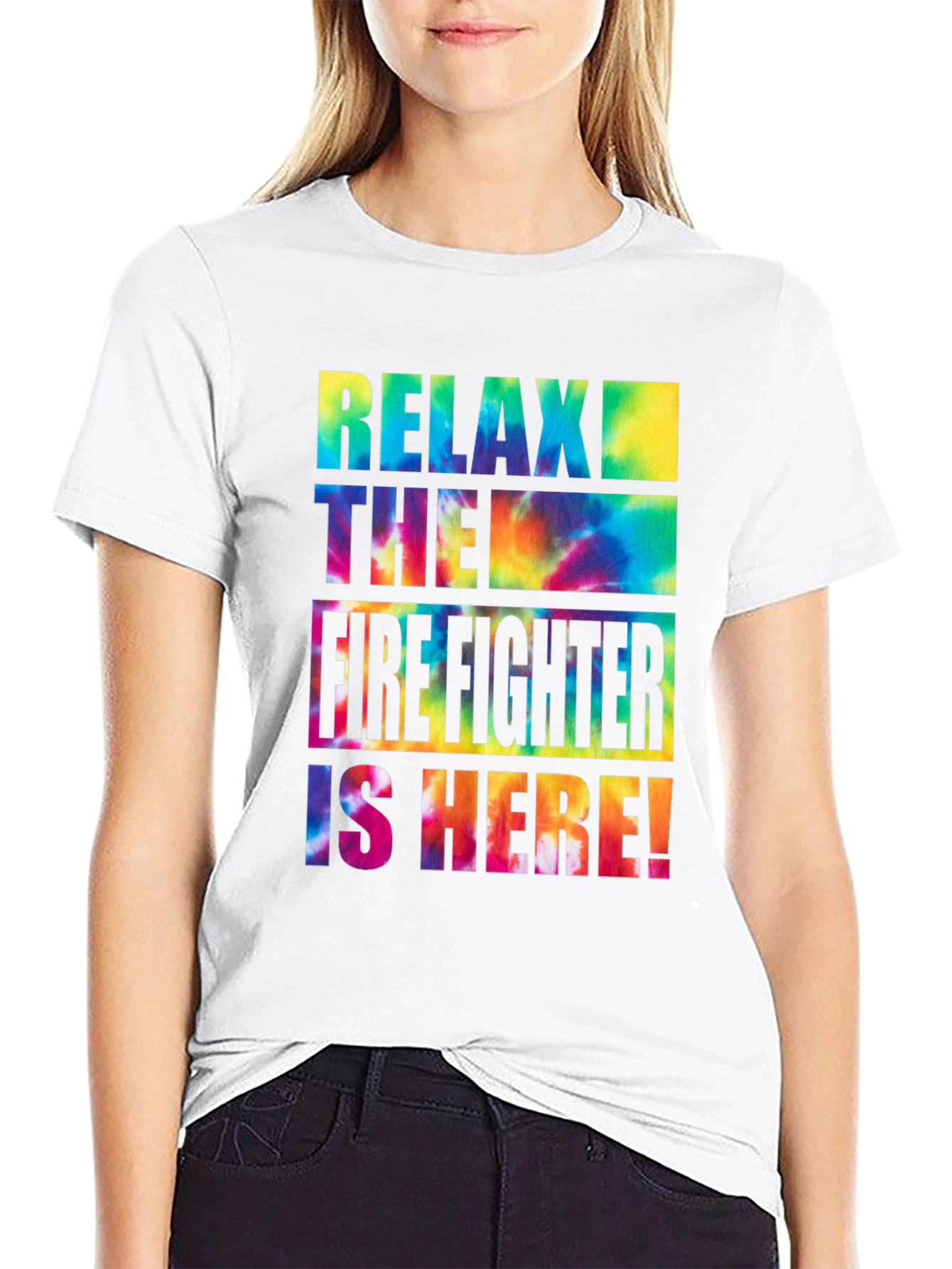 Relax The Firefighter Is Here Tie-Dye Graphic T-Shirt