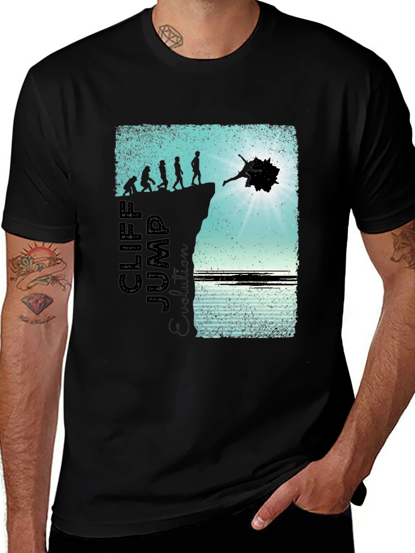 Cliff Jump Evolution Graphic T-Shirt