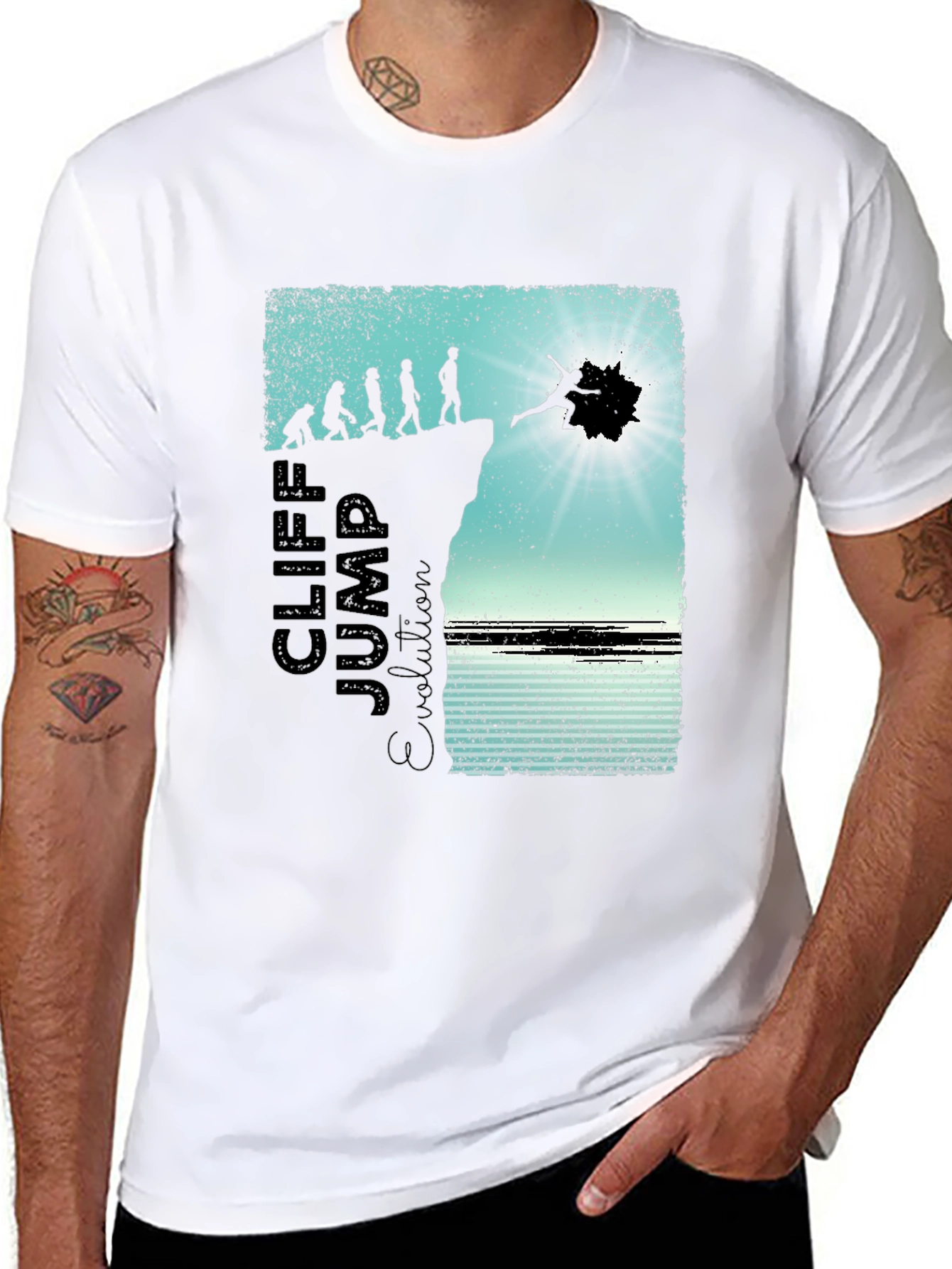 Cliff Jump Evolution Graphic T-Shirt