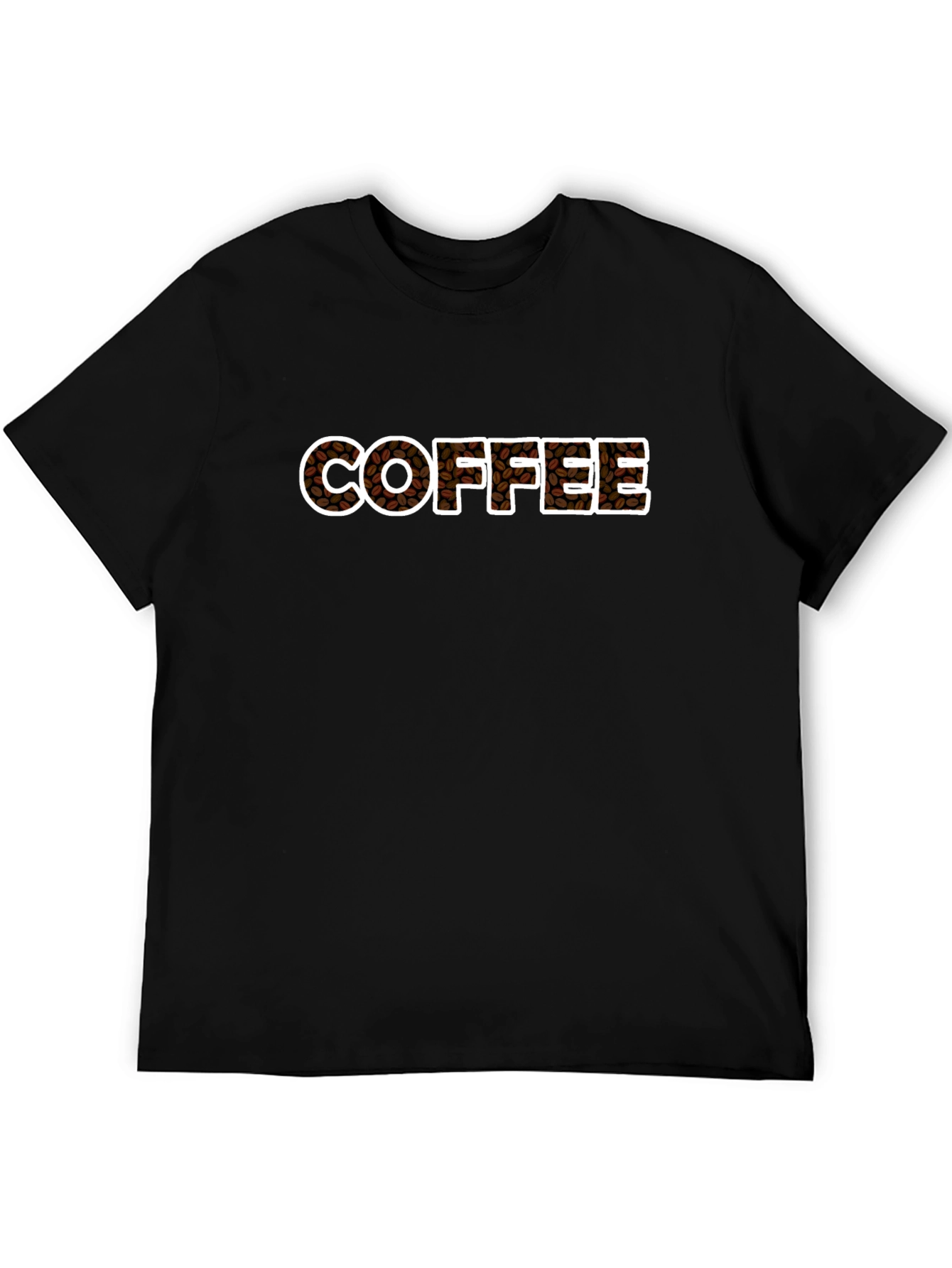 Coffee Bean Lettering T-Shirt - Black Cotton Tee