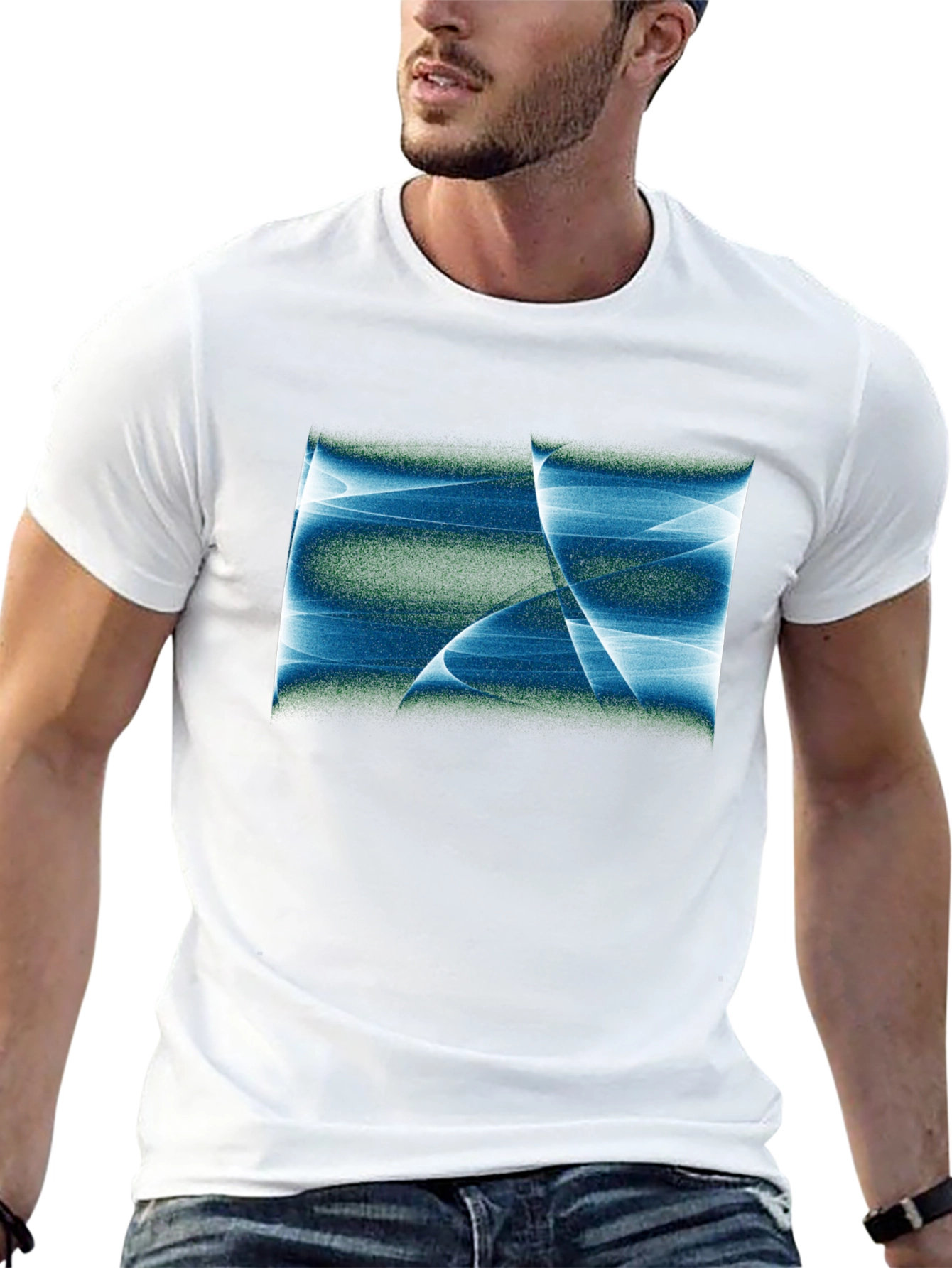 Abstract Blue Graphic Black T-Shirt