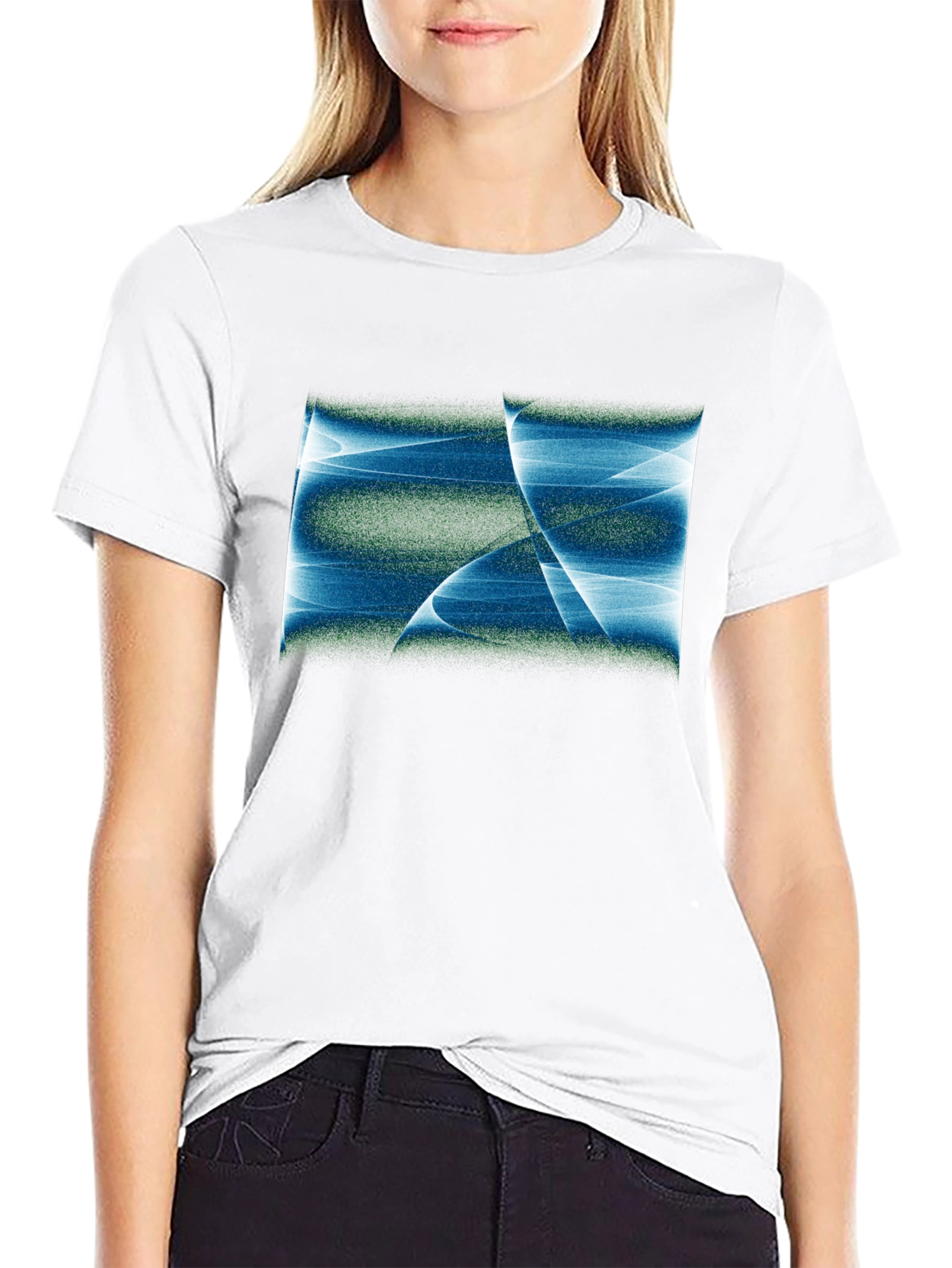 Abstract Blue Graphic Black T-Shirt