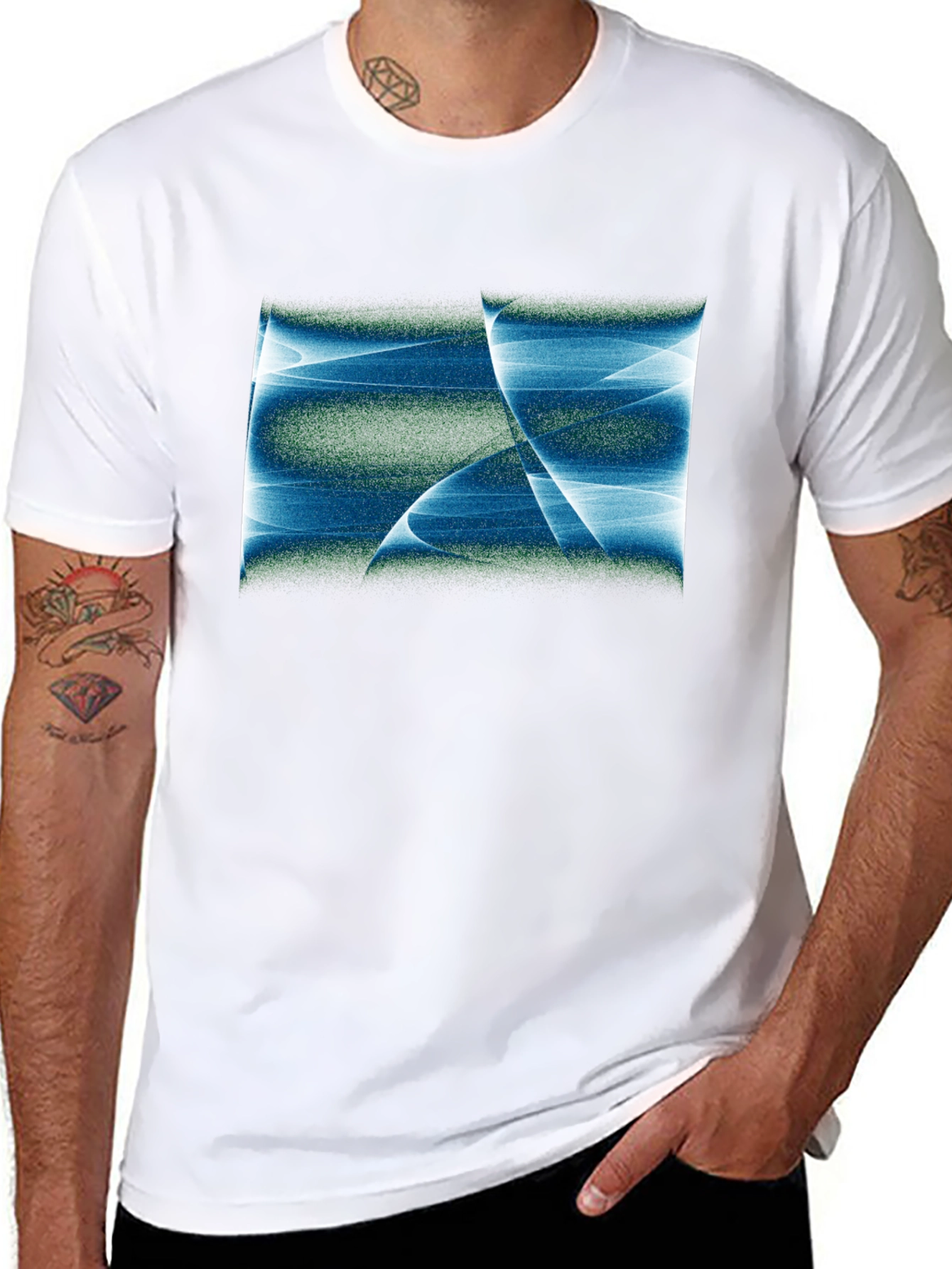 Abstract Blue Graphic Black T-Shirt