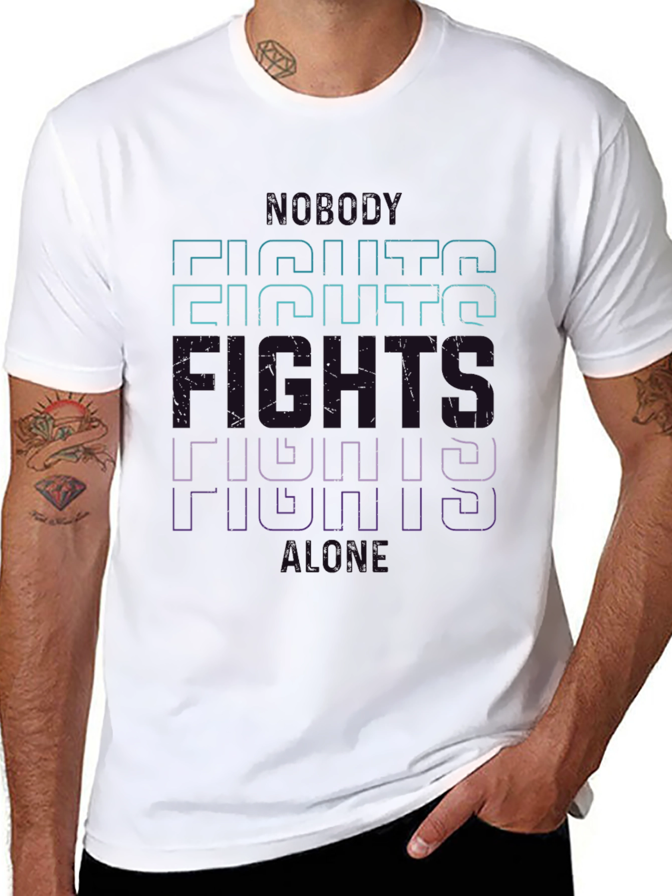 Fights Alone Graphic Print Tee