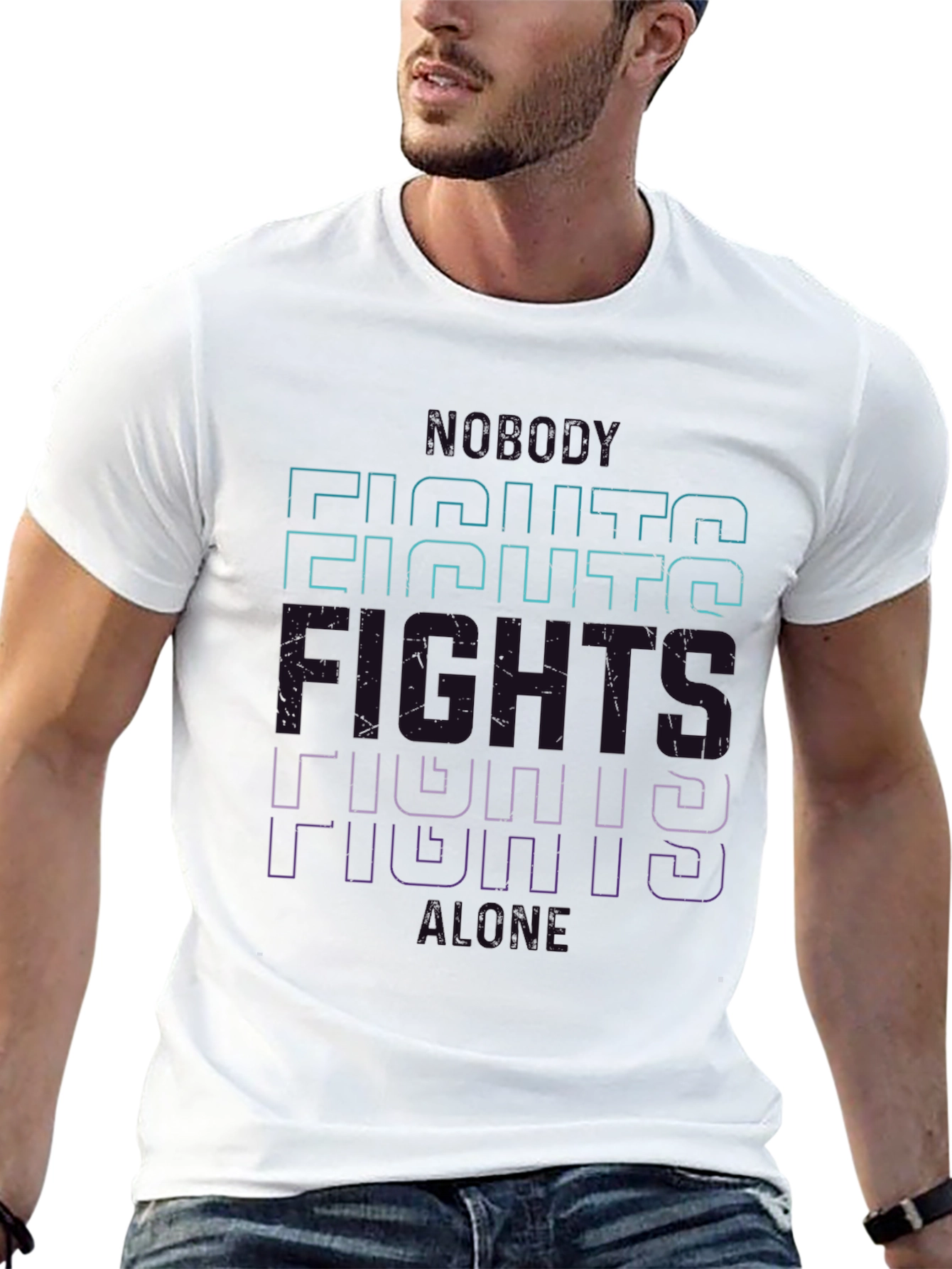 Fights Alone Graphic Print Tee
