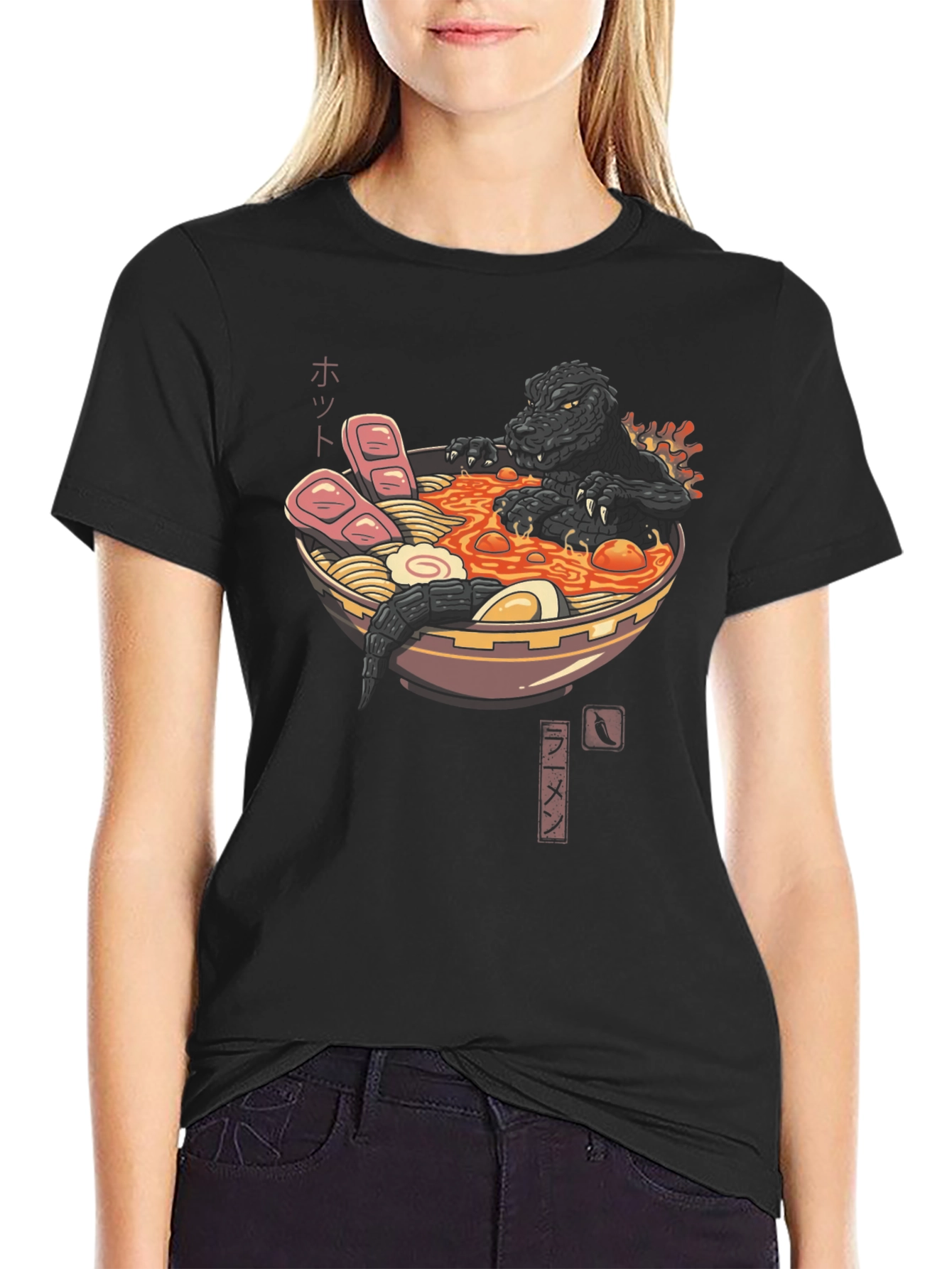 Godzilla Ramen T-Shirt - Monster Eats Noodles