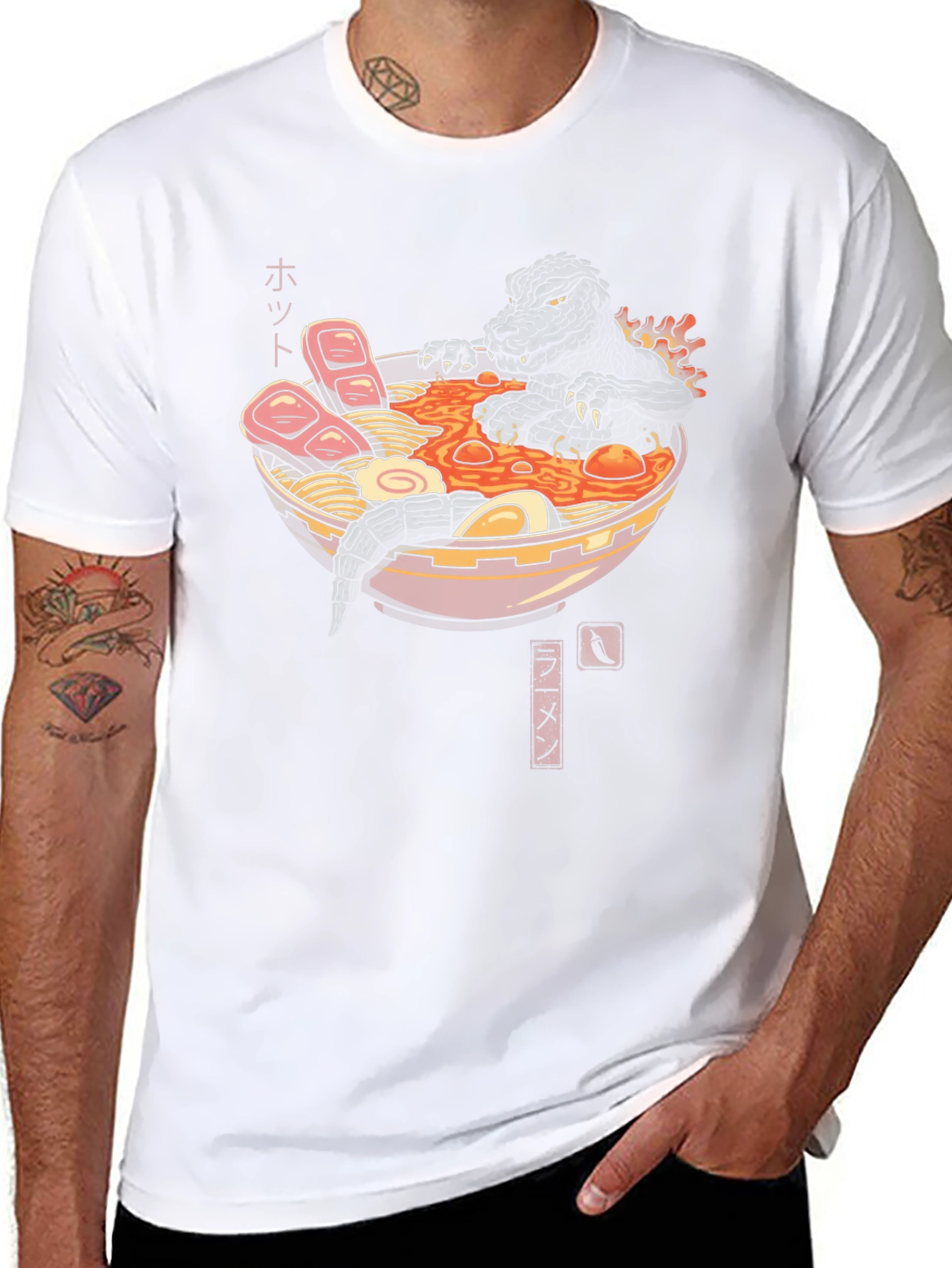 Godzilla Ramen T-Shirt - Monster Eats Noodles