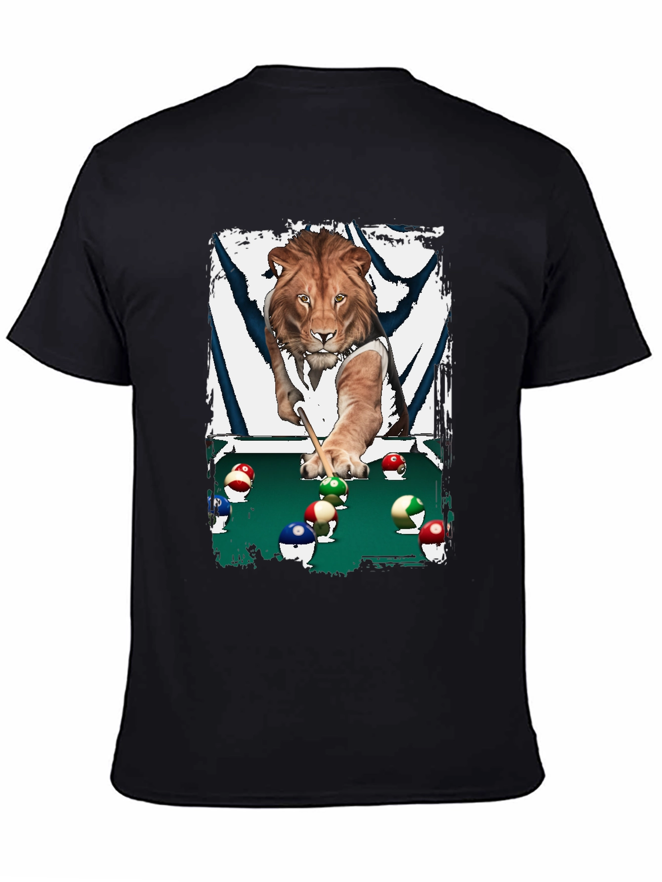 Lion Playing Pool T-Shirt - Unique Graphic Tee