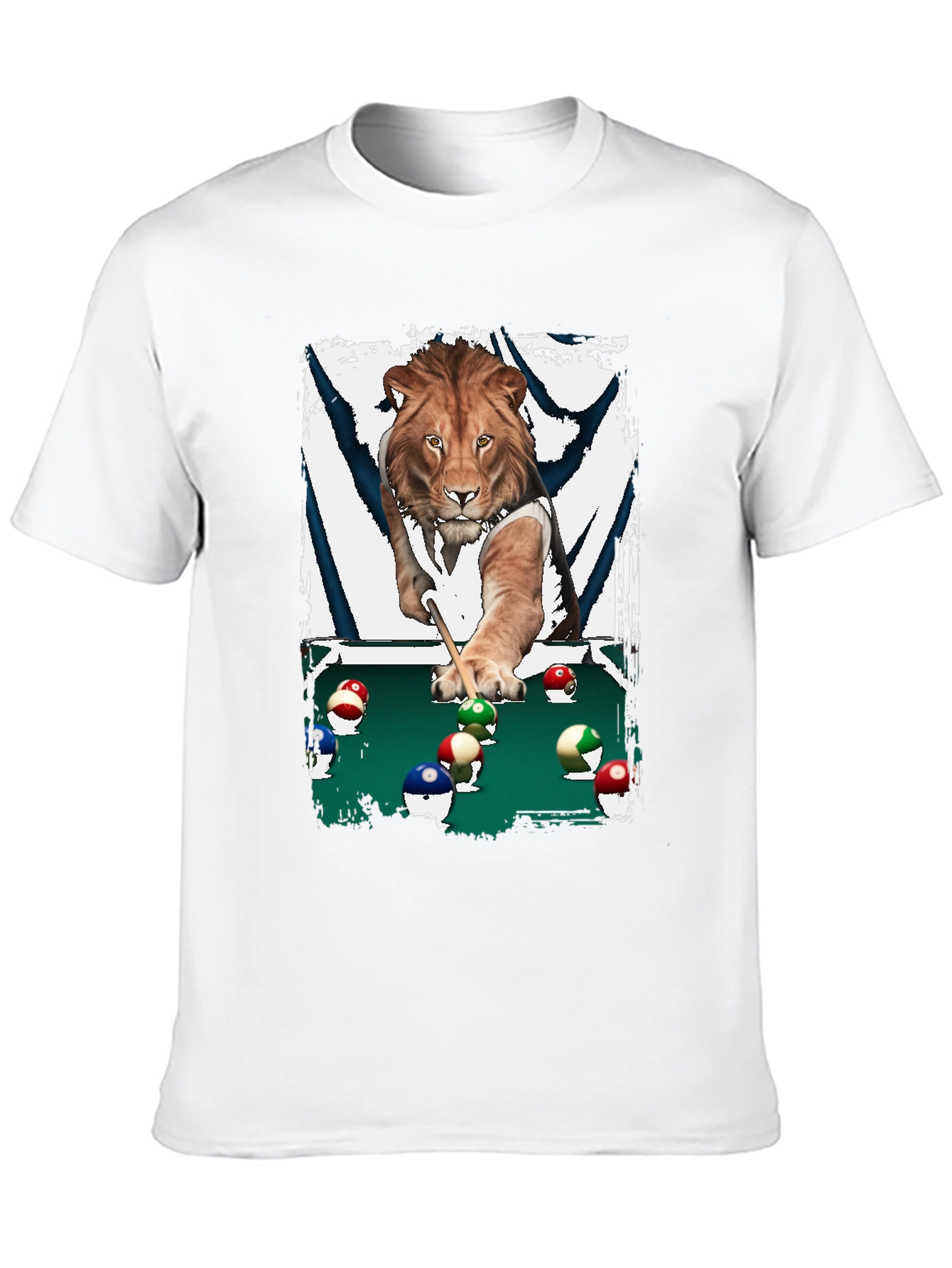 Lion Playing Pool T-Shirt - Unique Graphic Tee