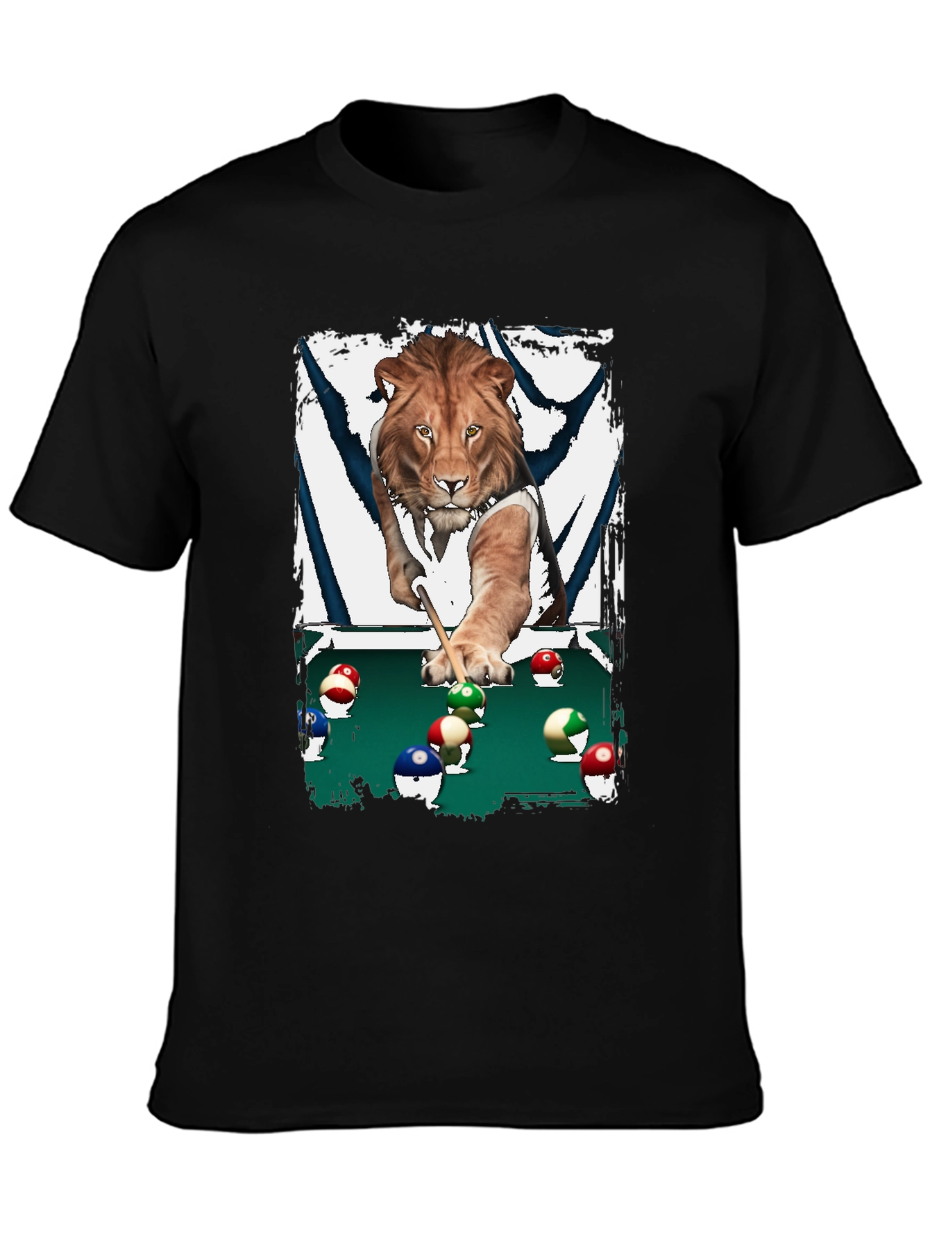 Lion Playing Pool T-Shirt - Unique Graphic Tee